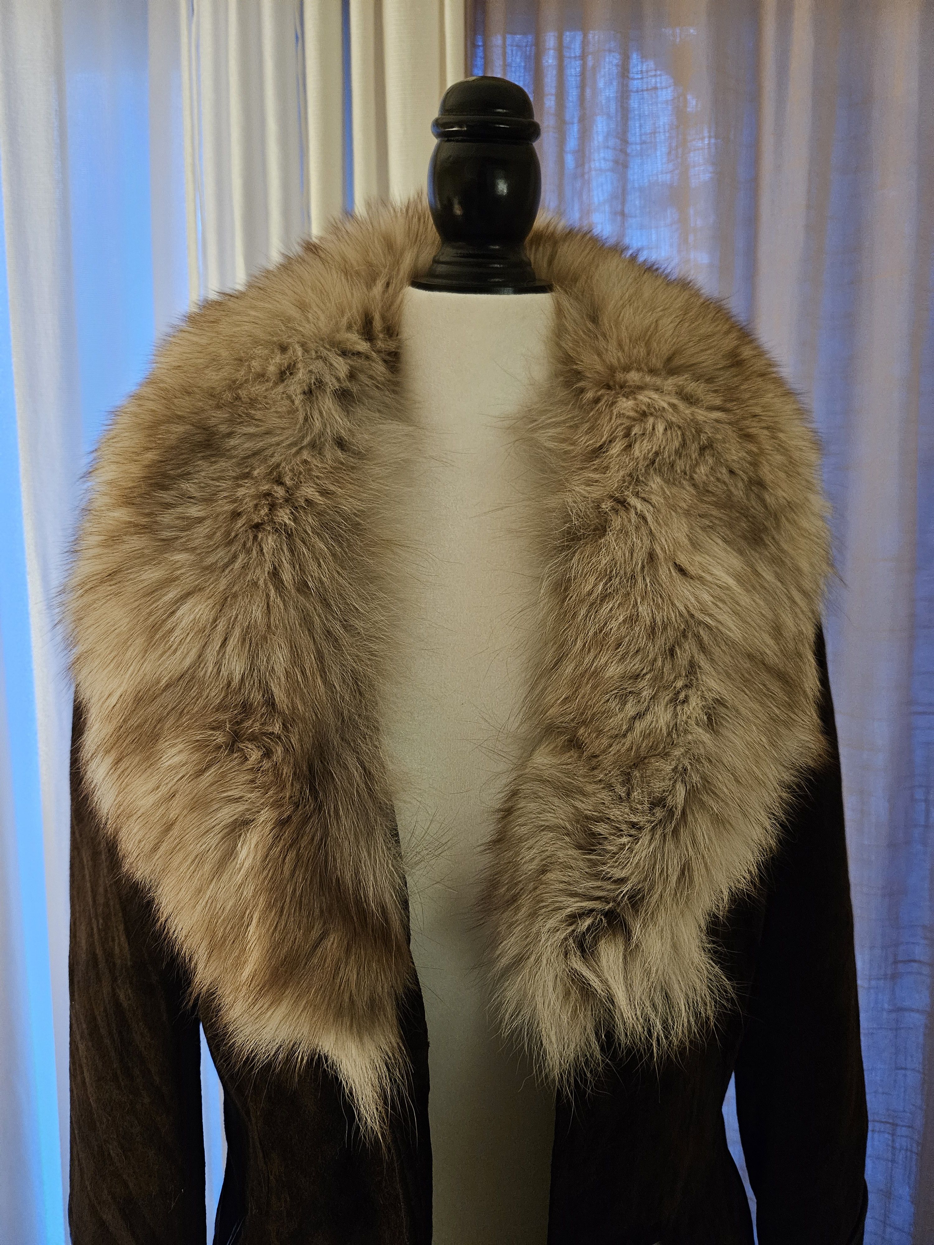 Vintage Vintage Suede Leather Fit-Flare Boho Princess Real Fur Coat Size M / US 6-8 / IT 42-44 - 18 Thumbnail