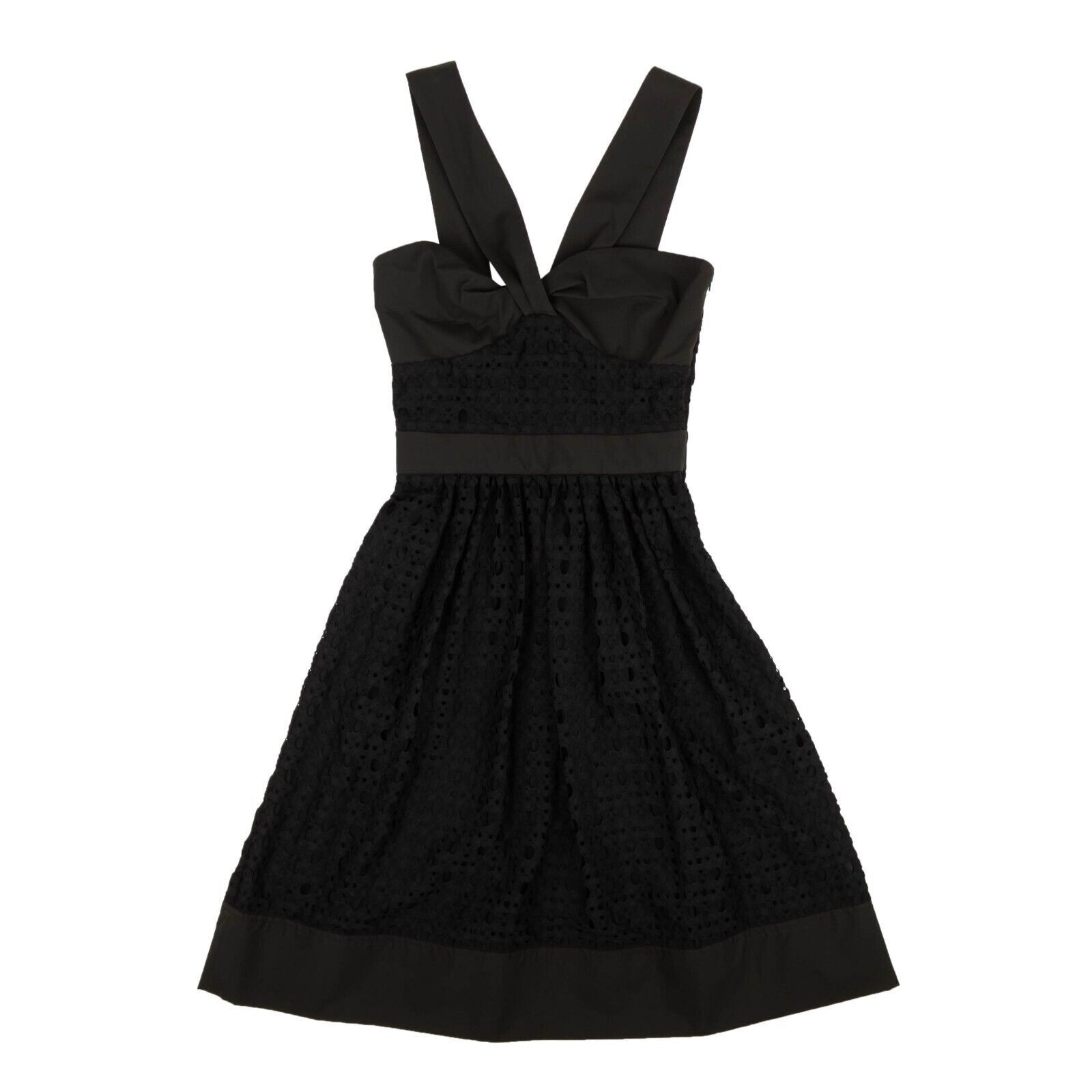 image of Moschino Boutique Black Sweetheart Lace V-Strap Dress Size 2/38, Women's