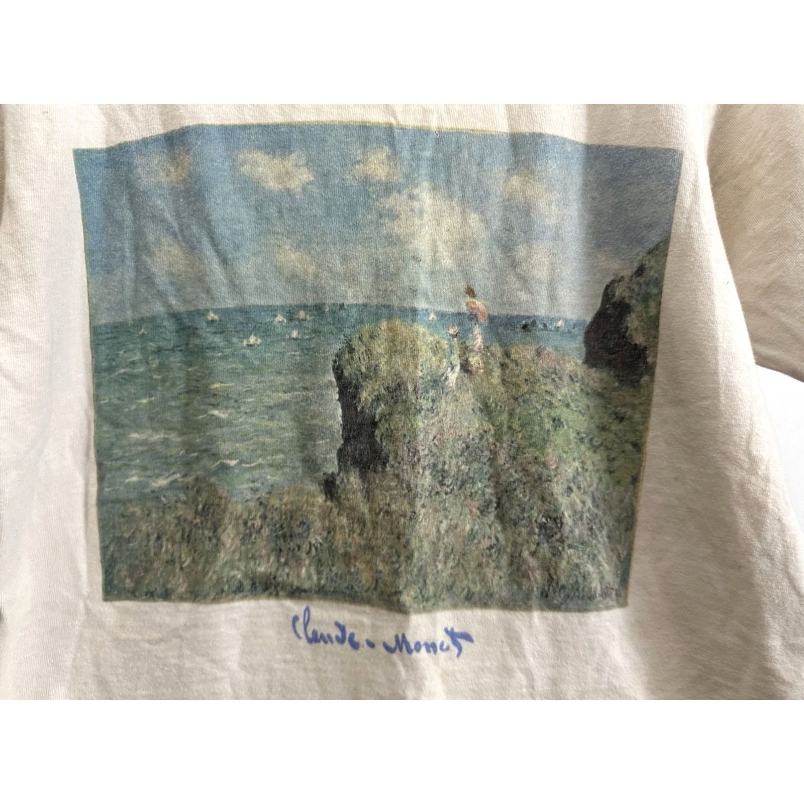 Vintage VTG Claude Monet Promenade On The Cliff Impressionist Art French T-Shirt Sz S Men Cream Art, Fine Art Shirt, 90s Vintage Size US S / EU 44-46 / 1 - 4 Thumbnail