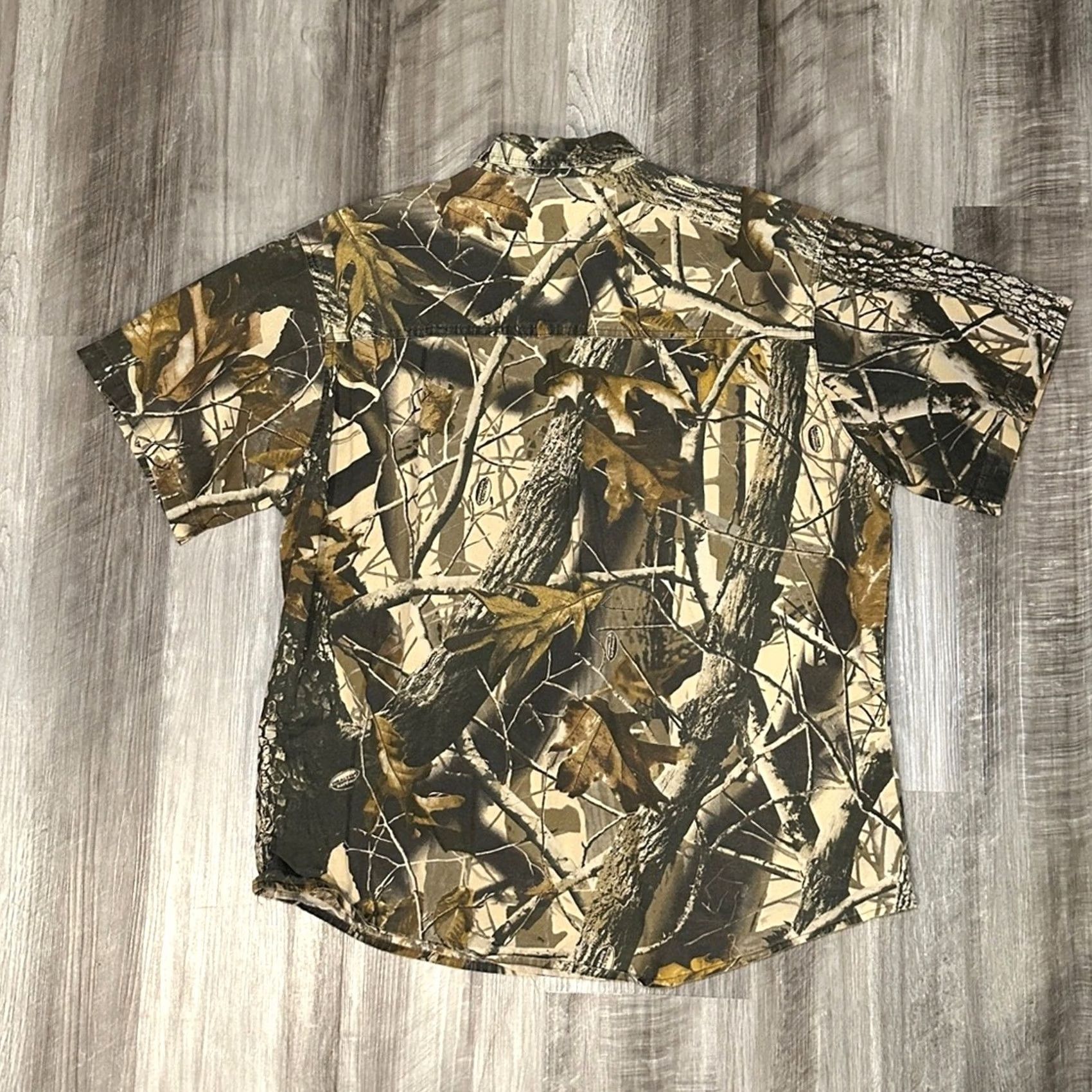 Vintage Woolrich Outdoor Guide Collection Realtree Hardwood Camo Short Sleeve Men's Medium Brown Woolrich Shirt Size US 31 - 3 Thumbnail