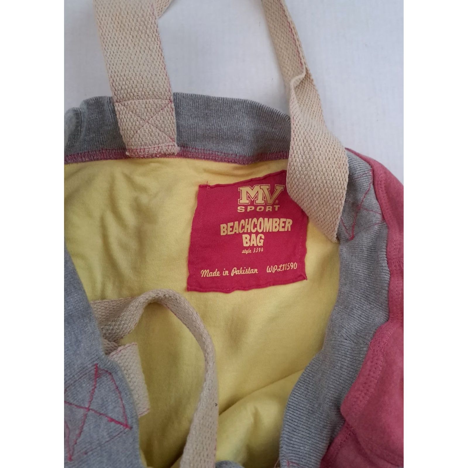 Vintage VINTAGE MV Sport Tote Bag Womens Large Alabaster Pink Cotton 15x15 Travel Drawstring Canvas Handle Size ONE SIZE - 3 Thumbnail