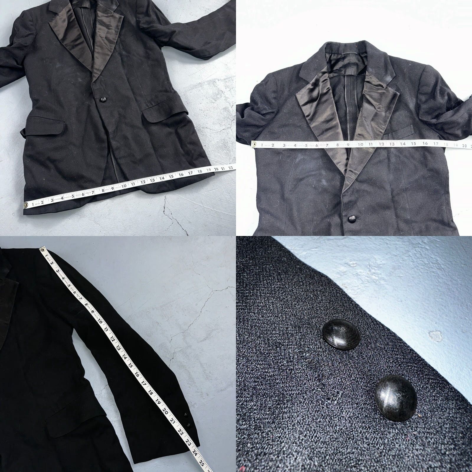Vintage VINTAGE 1920s Mens Suit Tuxedo Coat Jacket Pants Black Wool 36 Regular 20s 30s Antique Size 36R - 8 Thumbnail