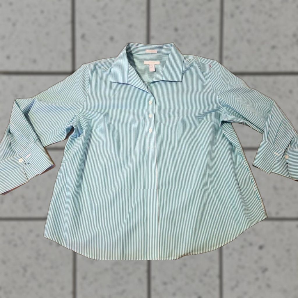 Vintage VINTAGE Chico's Shirt Blouse Green Cotton Long Sleeve Womens Size 3 Shopper Womens Size XS / US 0-2 / IT 36-38 - 1 Thumbnail