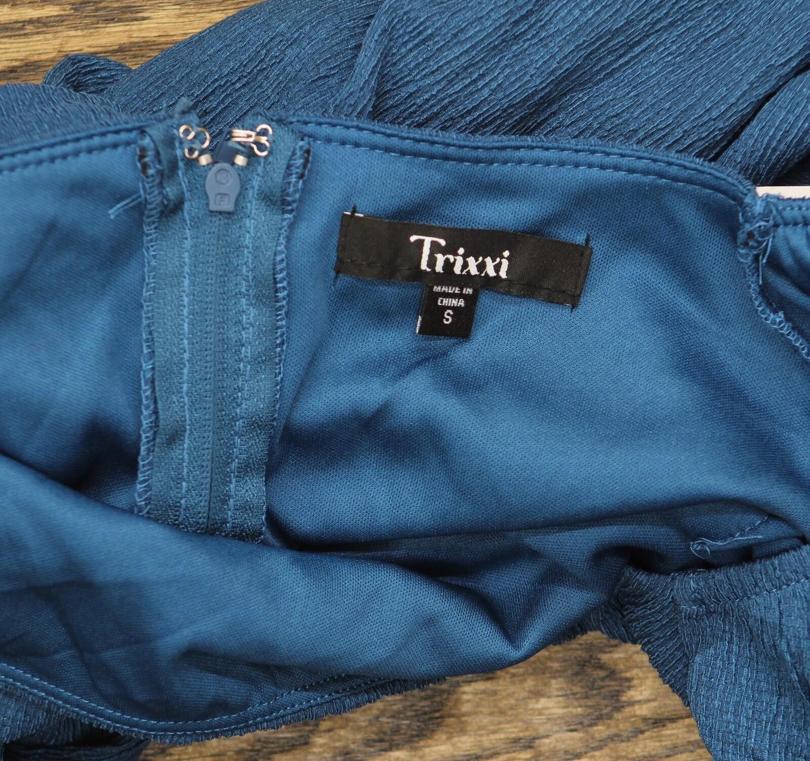 Other Trixxi Fit Flare Faux Wrap Mini Dress Dark Teal Blue S Size S / US 4 / IT 40 - 4 Thumbnail