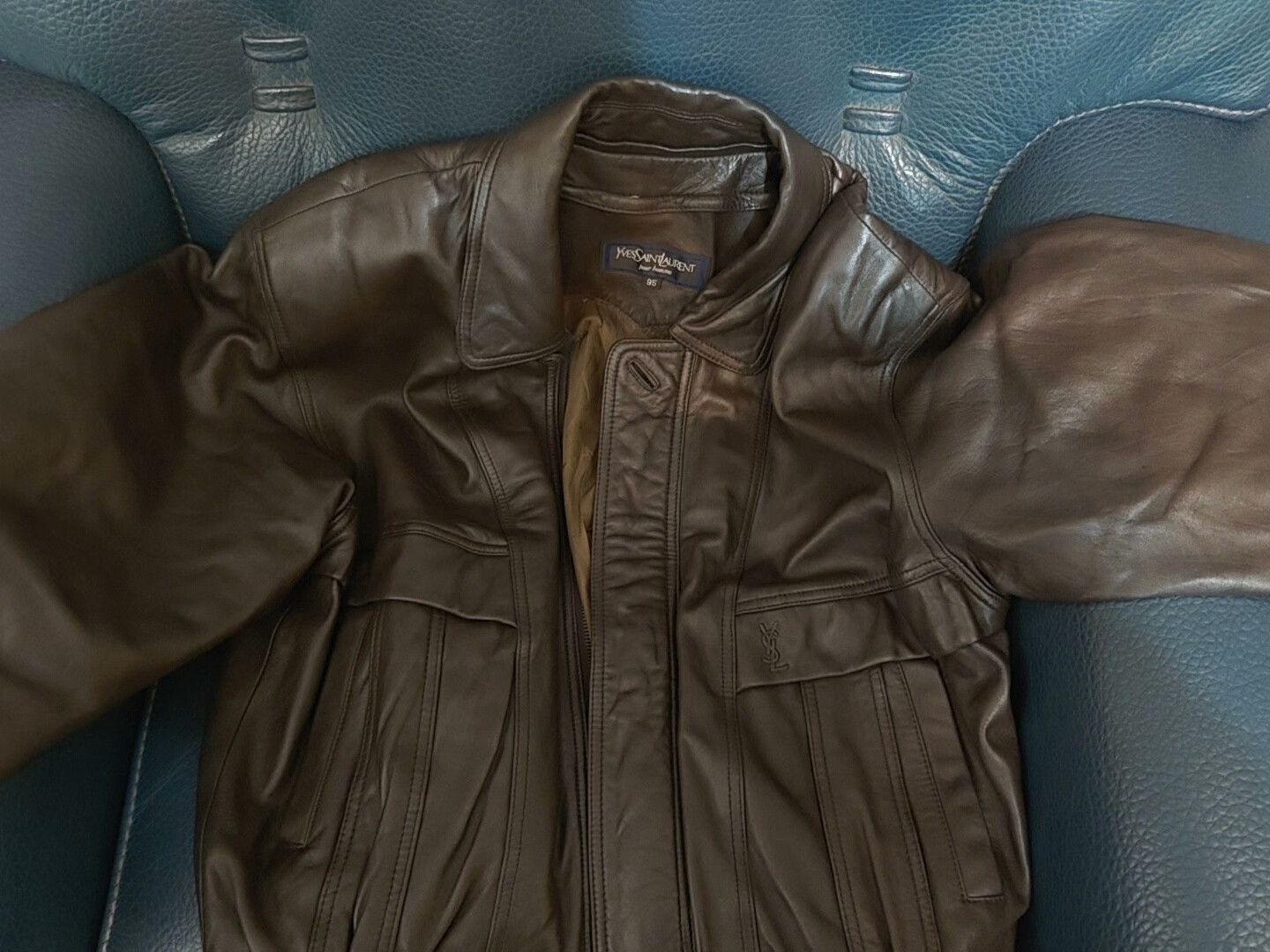 Saint Laurent Paris YSL Vintage Brown Men's Leather Jacket Size US L / EU 52-54 / 3 - 1 Thumbnail
