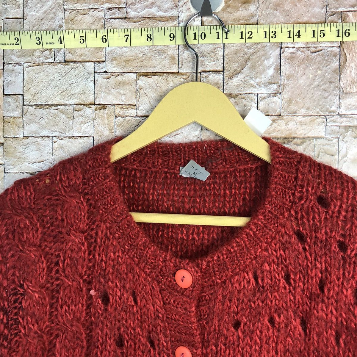 Japanese Brand Piele Red Patterned knitted Cardigan japan #A373 Size S / US 4 / IT 40 - 4 Thumbnail