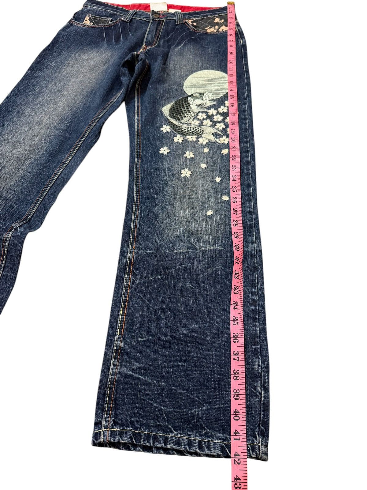 Japanese Brand INFINITY MULTIPOCKET KOI KARAKURI TAMASHII DESIGN DENIM Size US 33 - 19 Thumbnail