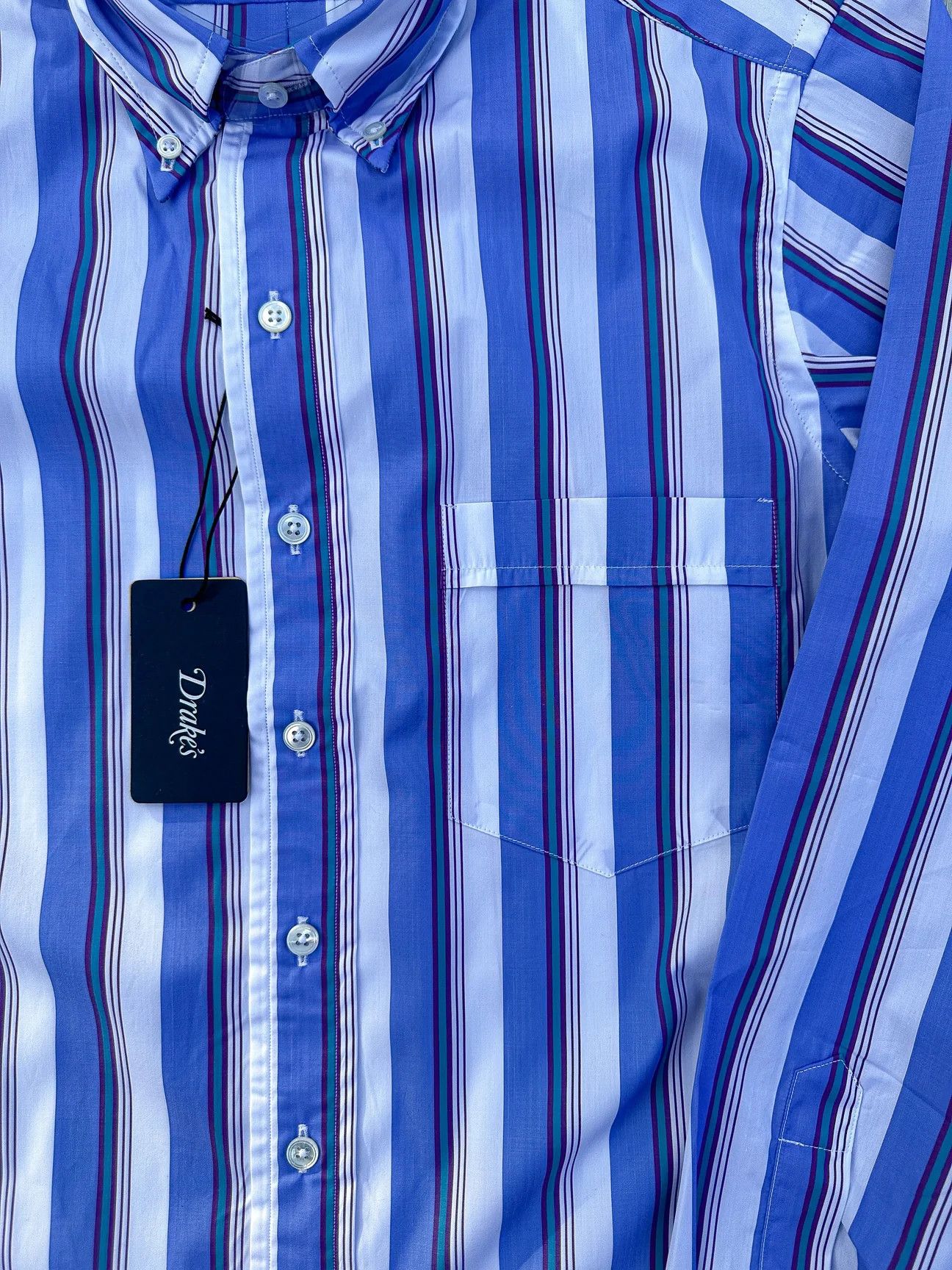Drake Drake's Blue White Purple Striped Formal Shirt Size US S / EU 44-46 / 1 - 4 Thumbnail