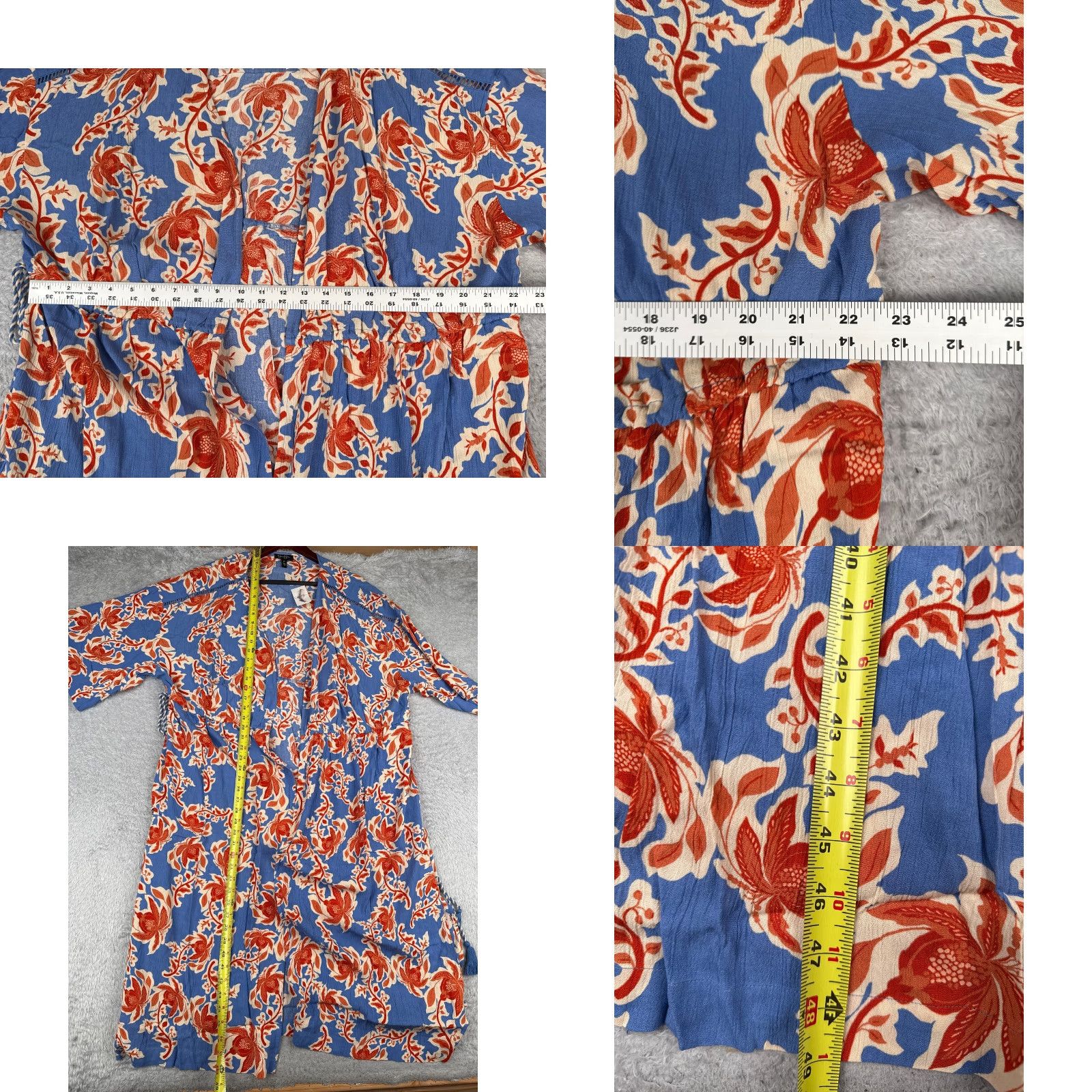 Jessica Simpson VINTAGE Jessica Simpson Women's Kimono Dress Floral Summer Lightweight Open Tie Blue 2XL Womens Size XXL / US 16-18 / IT 52-54 - 8 Thumbnail