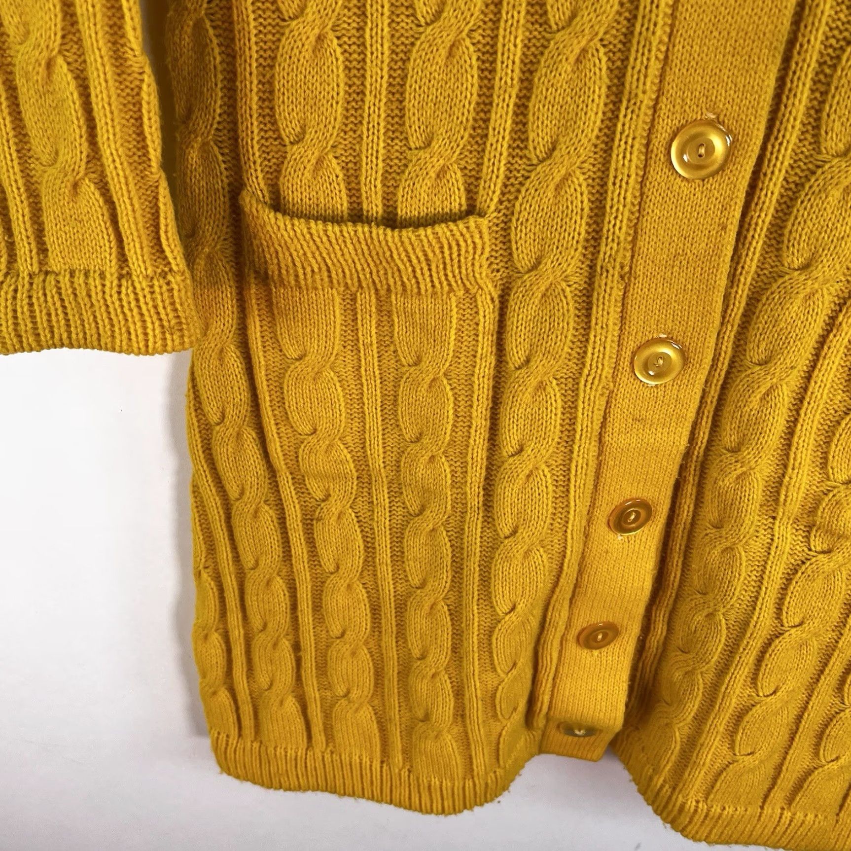 Vintage VINTAGE May's Cardigan Shirt Women S Yellow Cable Knit 80s 90s Bohemian Raglan Sleeve Button Size S/M Size S / US 4 / IT 40 - 5 Thumbnail