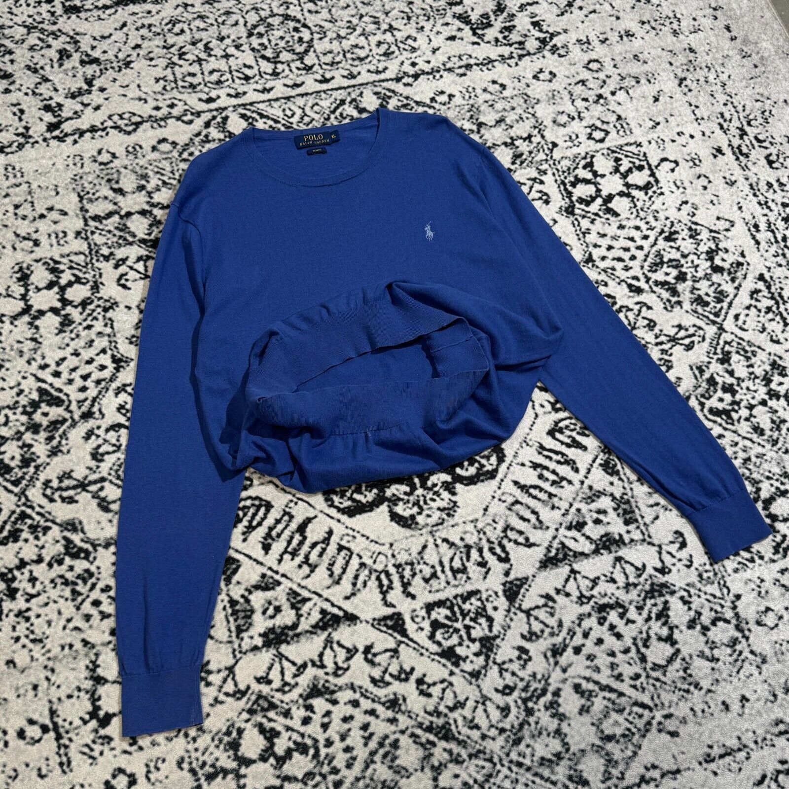 Ralph Lauren × Vintage Vintage Ralph Lauren Blue Cotton Sweater Size XL Boho Y2K Size US XL / EU 56 / 4 - 8 Thumbnail