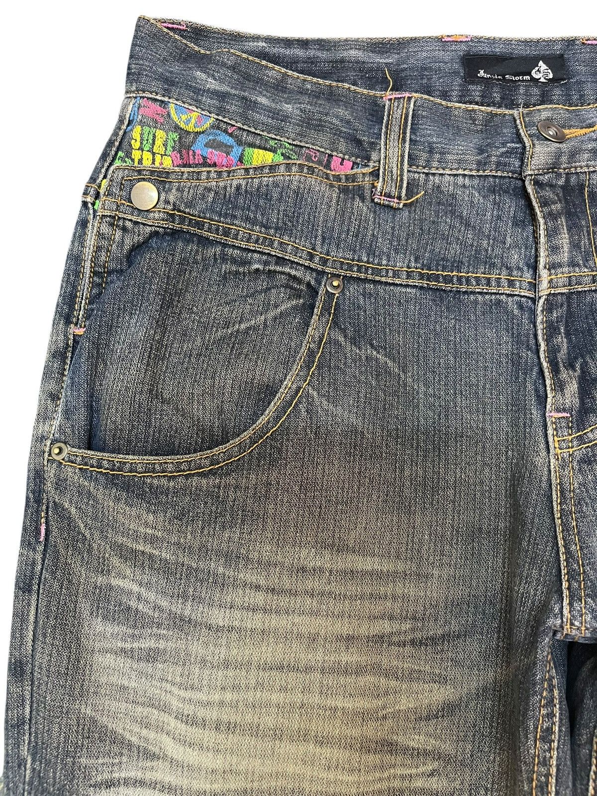 Beauty Beast Vintage Jungle Storm Unique Pocket Surf Style Denim Size US 33 - 3 Thumbnail