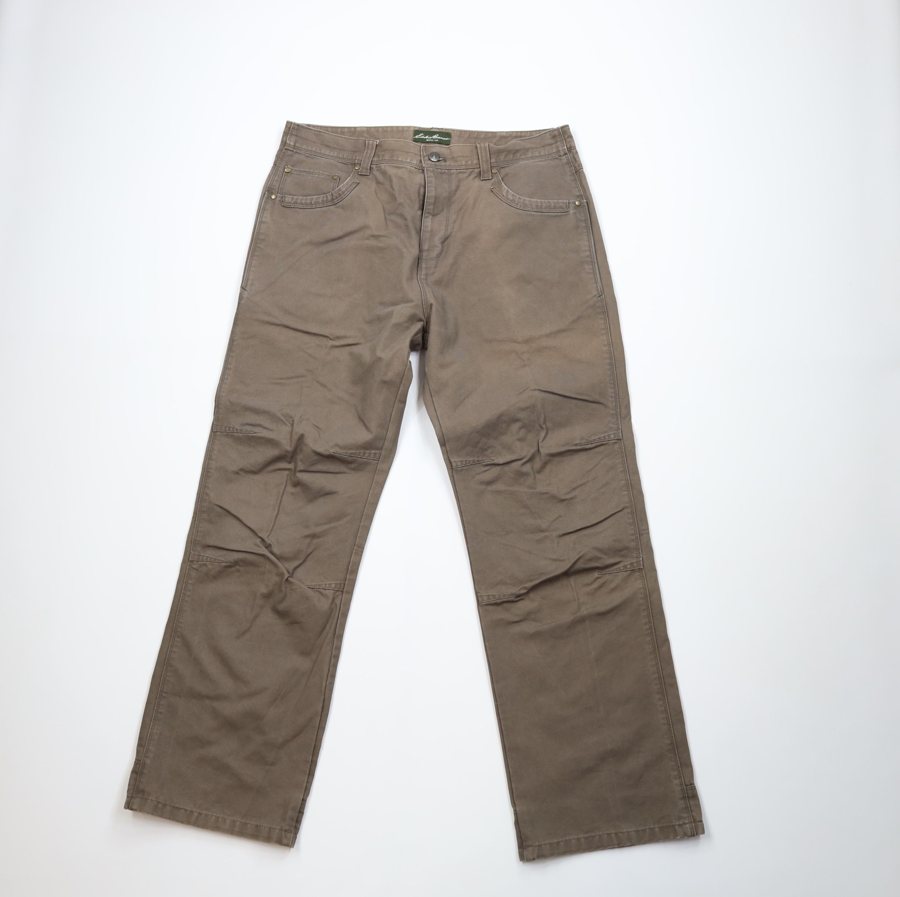 Eddie Bauer Vintage Eddie Bauer Double Knee Canvas Wide Leg Pants Brown Size US 35 - 1 Thumbnail