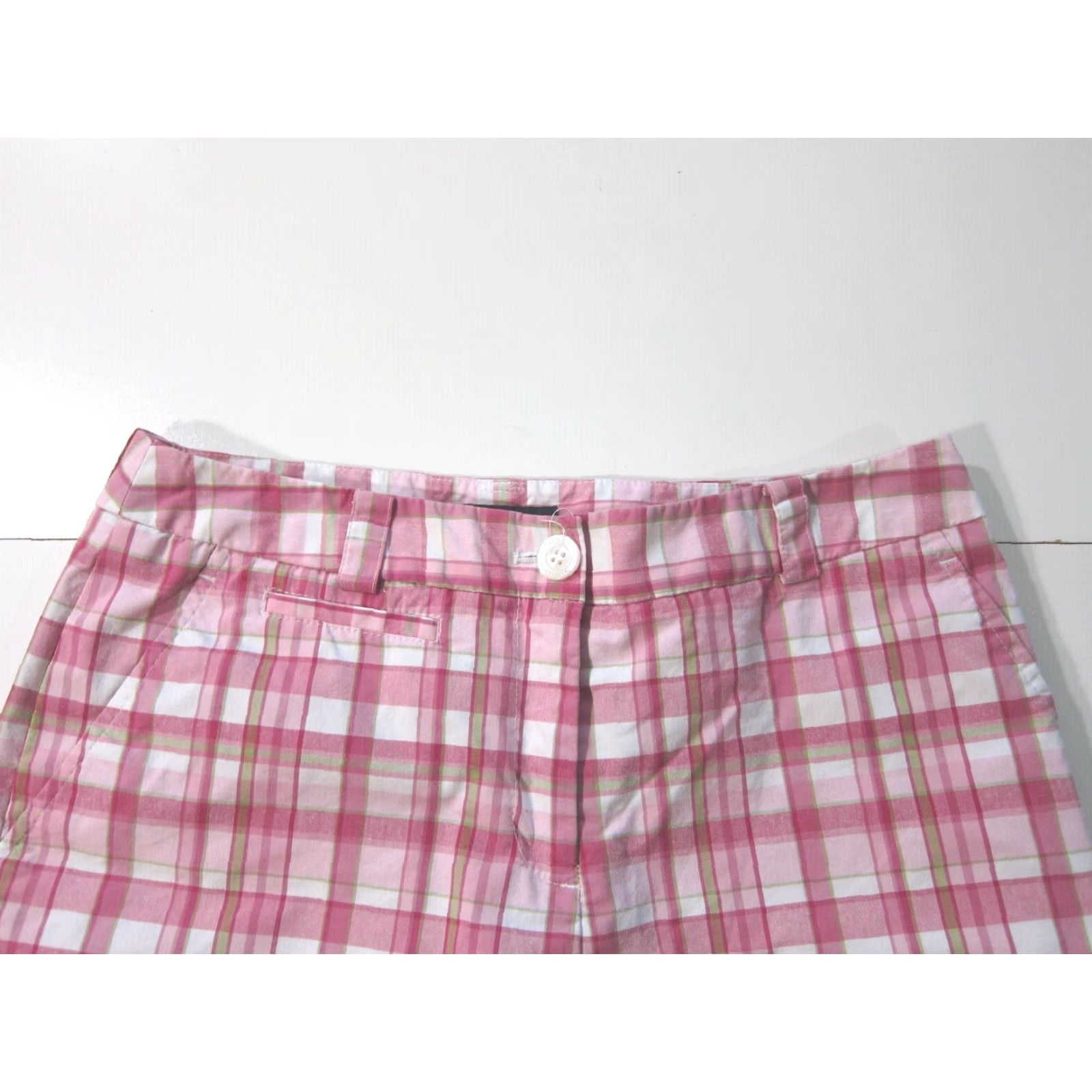 Jones New York Jones New York Signature Cotton Stretch Pink Plaid Flat Front Chino Shorts 4/S Pink 28" waist Women Size 28" / US 6 / IT 42 - 4 Thumbnail