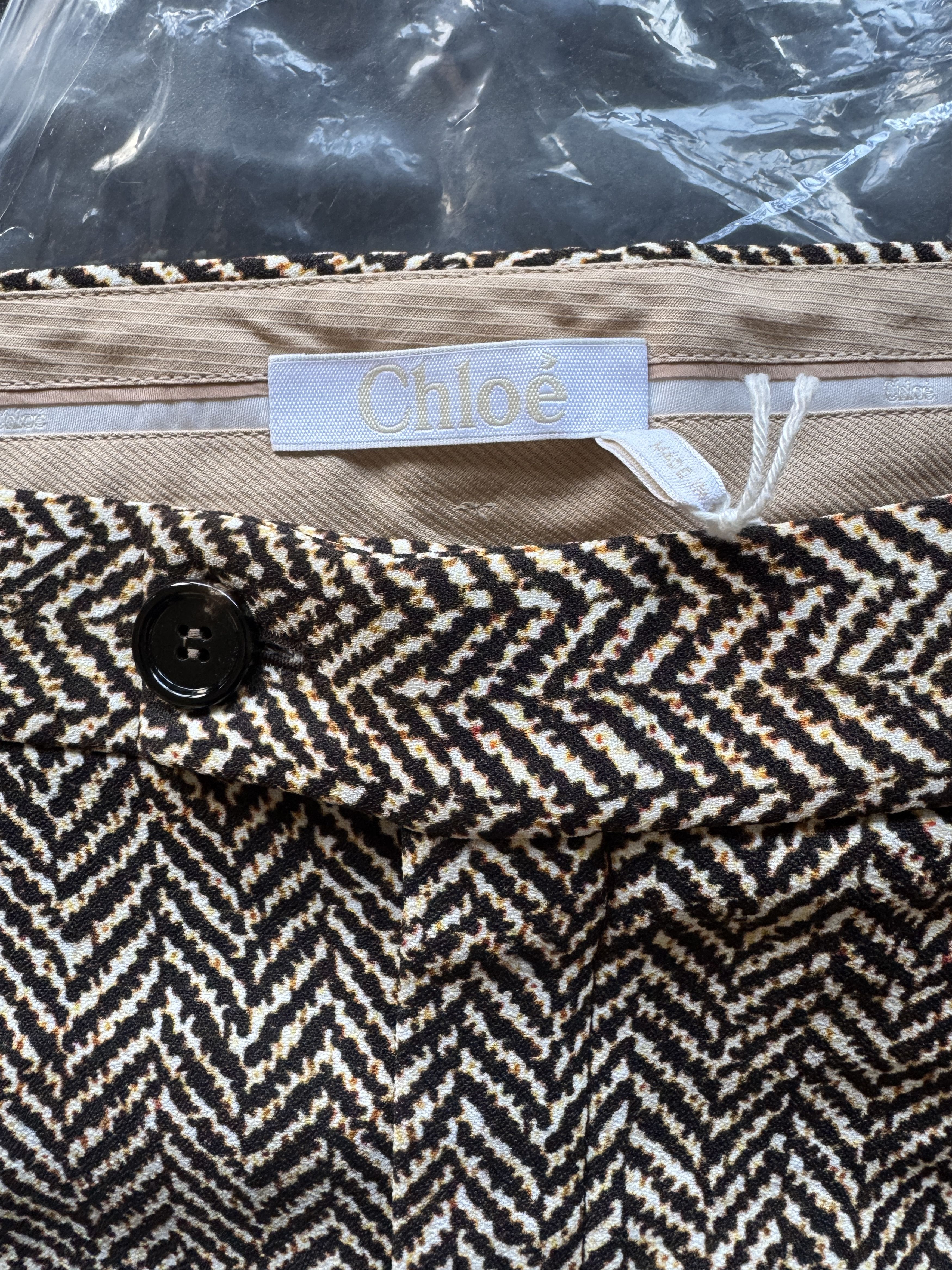 Chloe Gold Pattern Wide-Leg Trousers Size 28" / US 6 / IT 42 - 11 Thumbnail