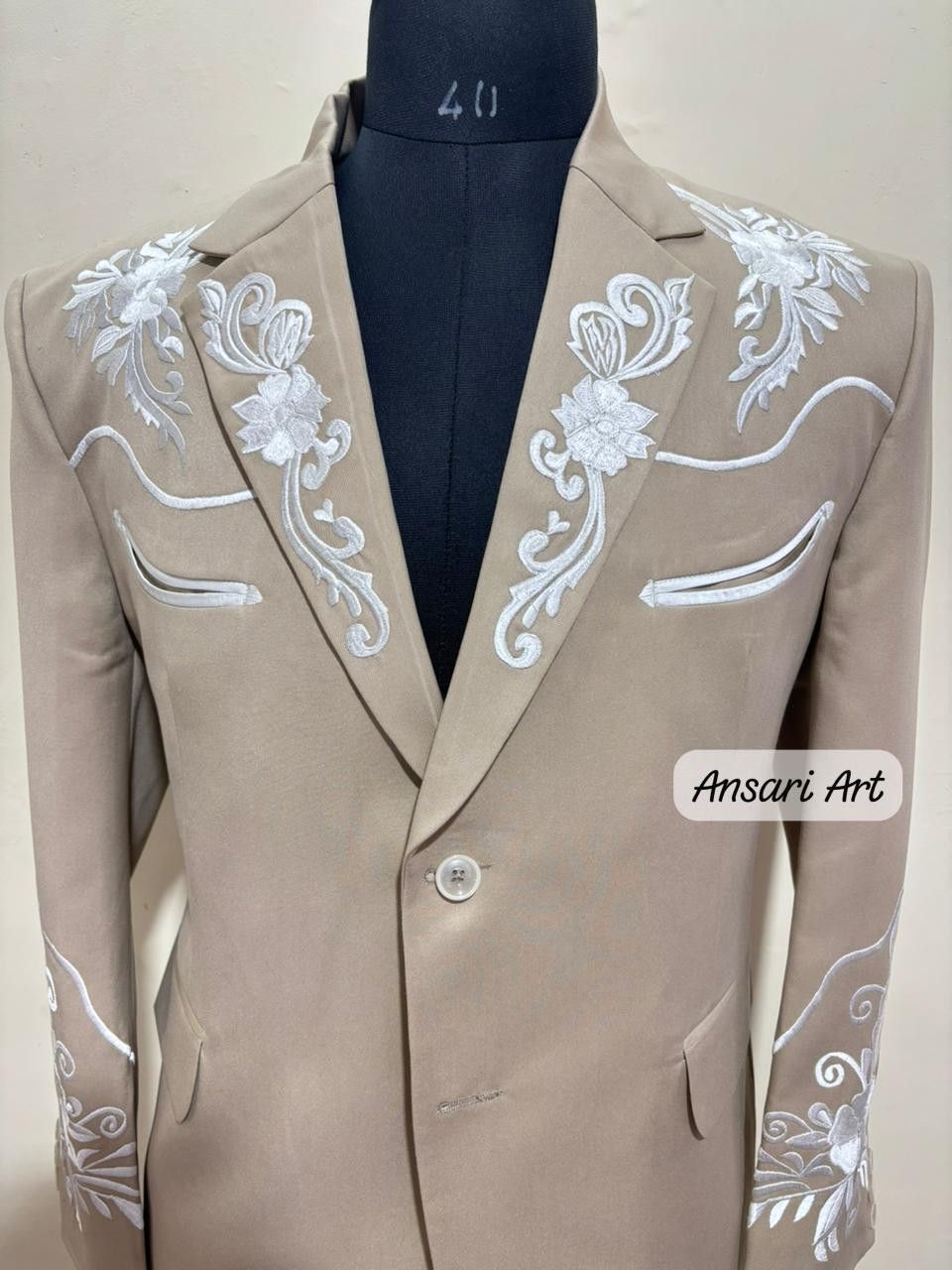 Other Men 2PC Customized Floral Embroidery Western Cocktail outfit Size 44R - 1 Thumbnail