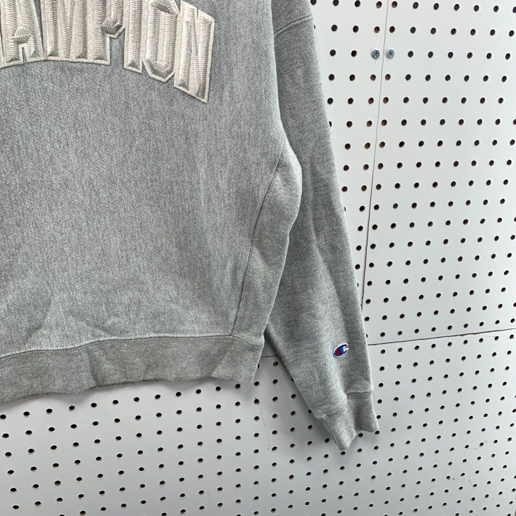 Champion Champion Sweatshirt Women Small Gray Embroidered Spellout Reverse Weave Pullover Size S / US 4 / IT 40 - 6 Thumbnail