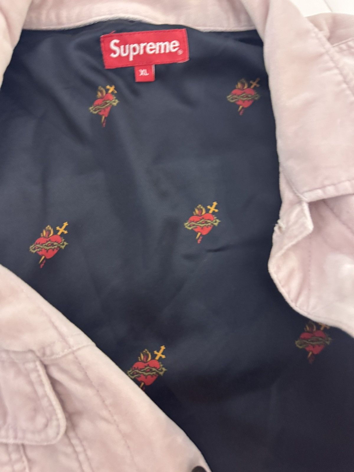 Supreme Supreme Velvet Trucker Jacket - Dusty Pink Size US XL / EU 56 / 4 - 5 Thumbnail