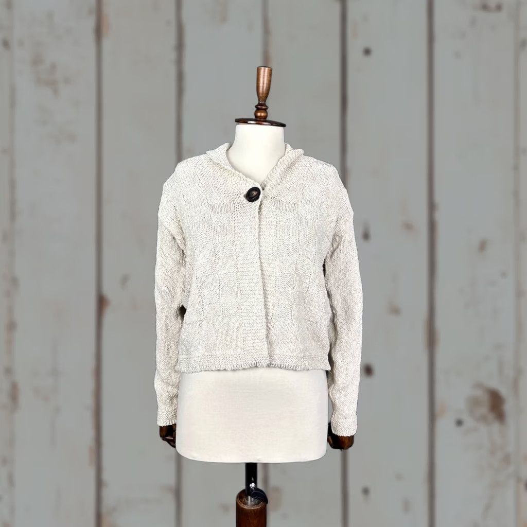Vintage Aran Crafts Sweater Womens M Beige Cardigan Size Linen Long Sleeve Size M / US 6-8 / IT 42-44 - 1 Thumbnail