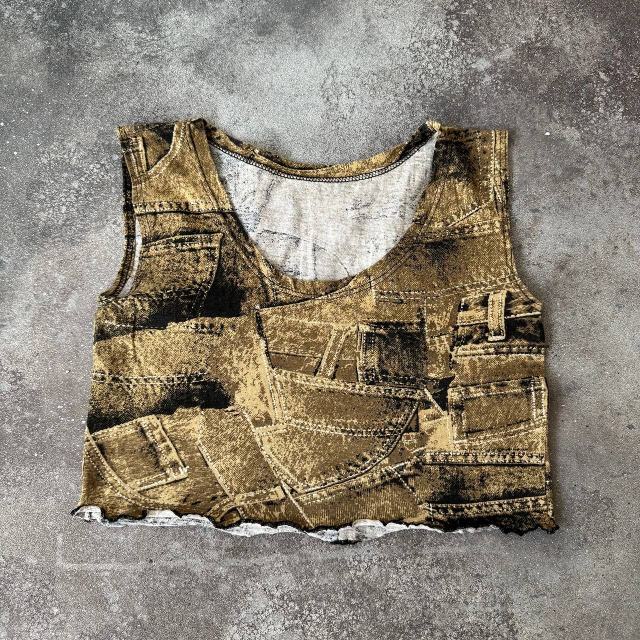 20471120 × Hysteric Glamour × Japanese Brand Washed Denim Printed Crop Top Size S / US 4 / IT 40 - 1 Thumbnail