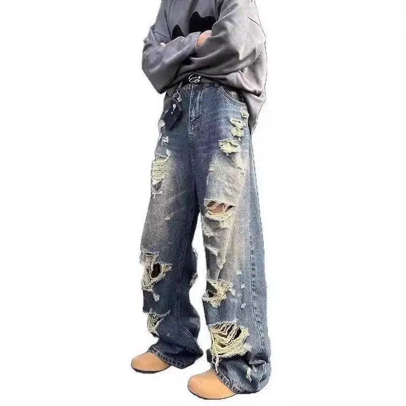 Japanese Brand Retro washed straight leg ripped jeans Size US 32 / EU 48 - 5 Thumbnail
