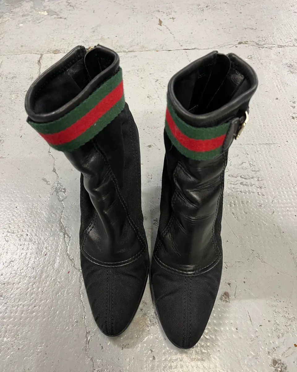 Gucci Gucci Black Hybrid Leather Heels Size US 7.5 / IT 37.5 - 6 Thumbnail