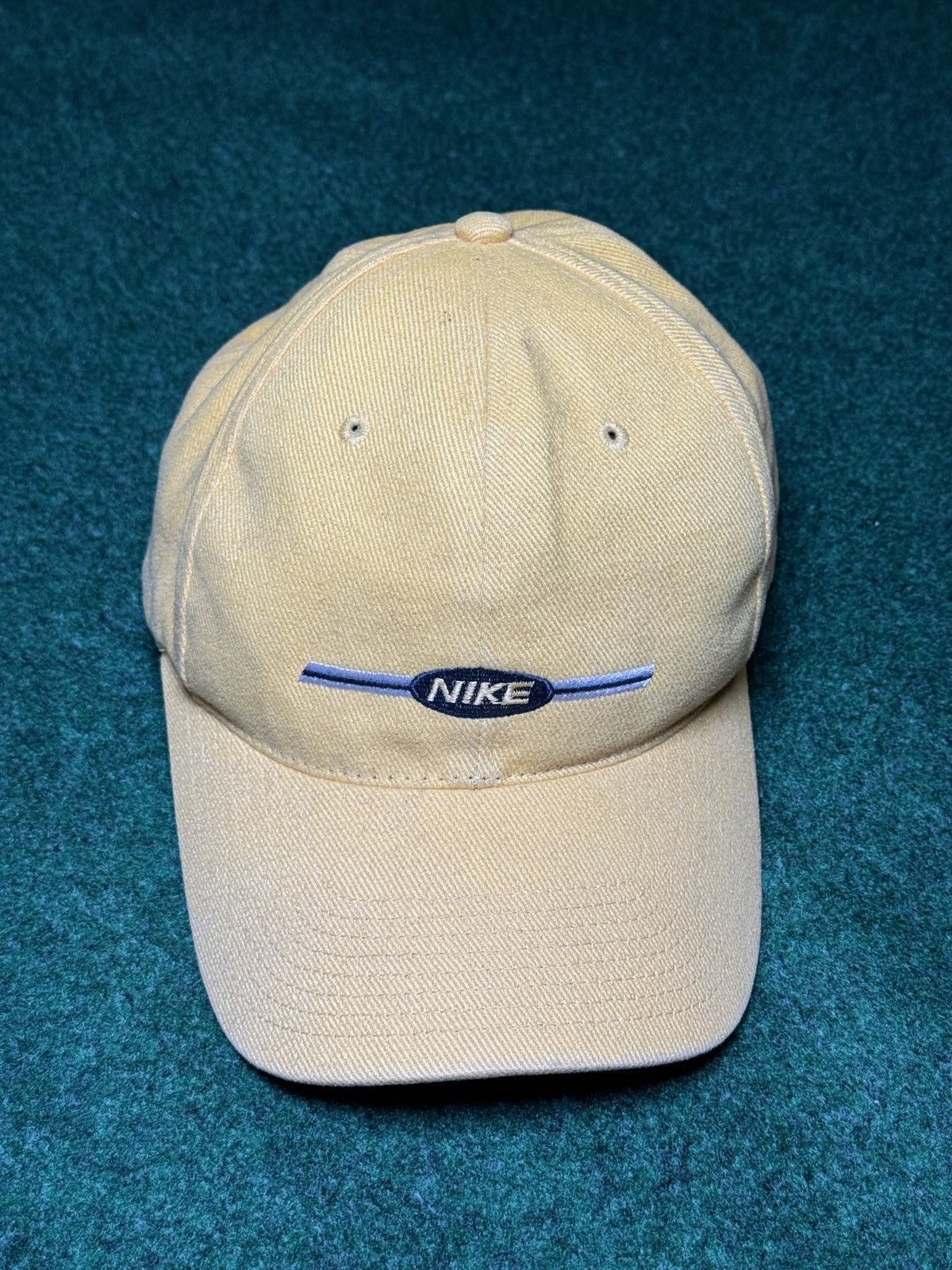 Nike × Vintage Vintage 90s Nike Yellow Strap Back Baseball Cap Hat Size ONE SIZE - 1 Thumbnail