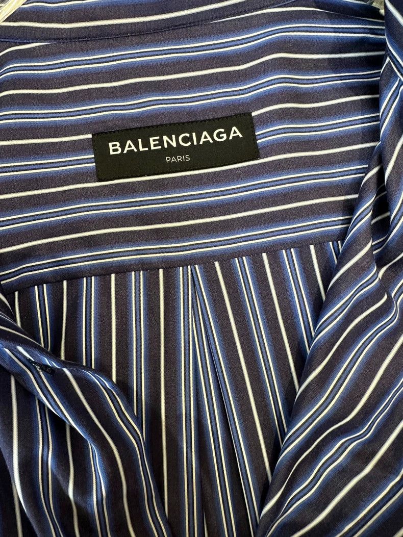 Balenciaga Balenciaga size 39 Blue Stripe Long Sleeve Shirt 2501-Nexta Size US M / EU 48-50 / 2 - 6 Thumbnail