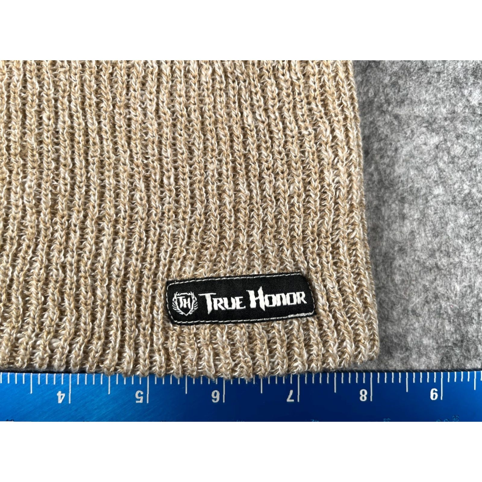 Vintage True Honor Beanie Toque Adult One Size Beige Knit 100% Acrylic Unisex Adults Beanie Winter Outdoor Ski Hat Mens Womens Size ONE SIZE - 2 Thumbnail