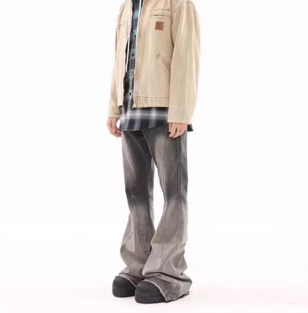 VIBE Vintage washed gradient raw edge draped micro-flare jeans Size US 30 / EU 46 - 2 Thumbnail