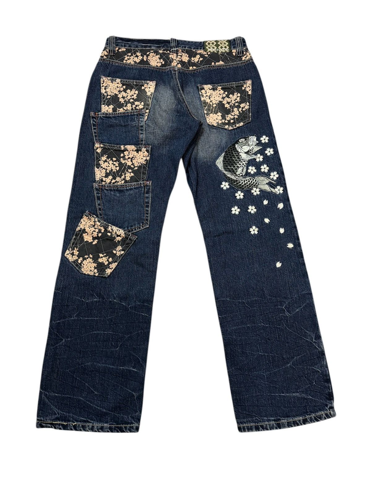 Japanese Brand INFINITY MULTIPOCKET KOI KARAKURI TAMASHII DESIGN DENIM Size US 33 - 1 Thumbnail