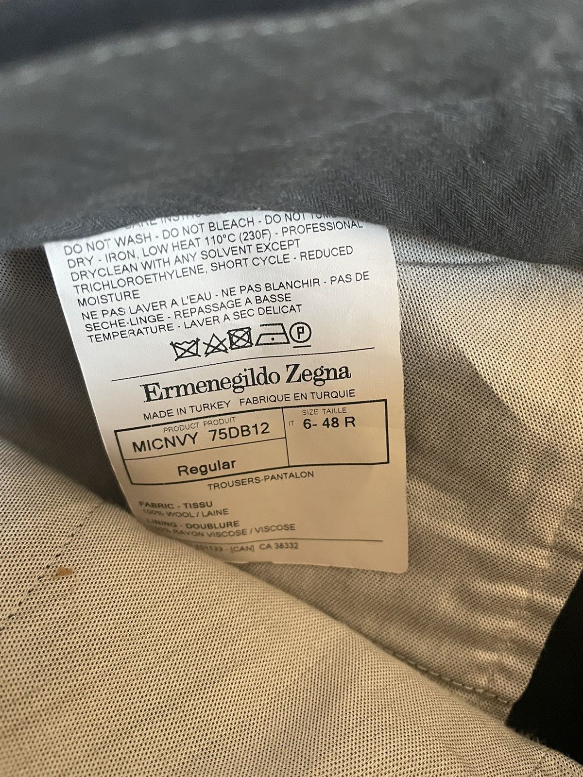Ermenegildo Zegna Flat Front Micronsphere Wool Trouser Size 48R - 6 Thumbnail