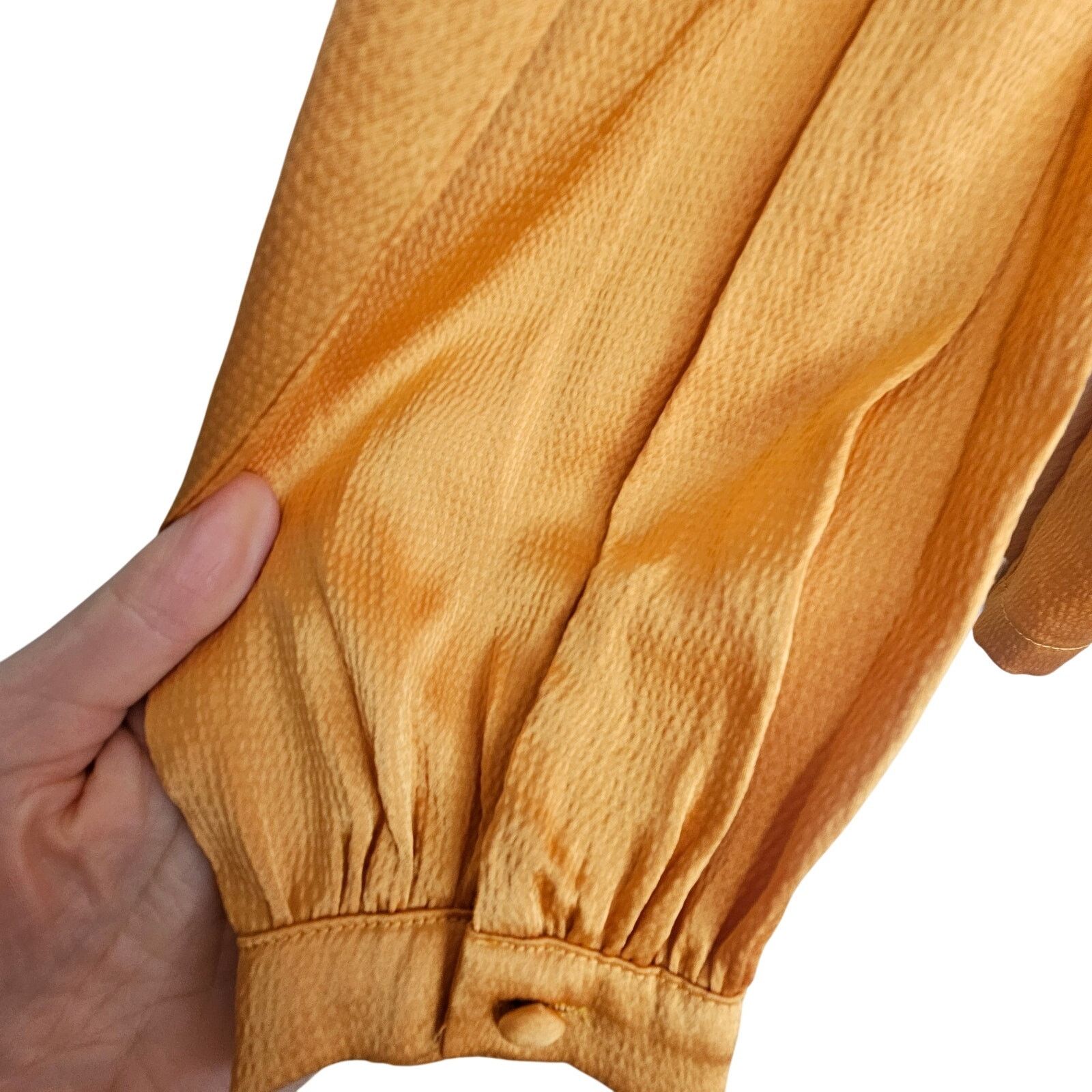 Modernica ModCloth Womens Button Front Blouse Size S Mustard Shiny Size S / US 4 / IT 40 - 4 Thumbnail