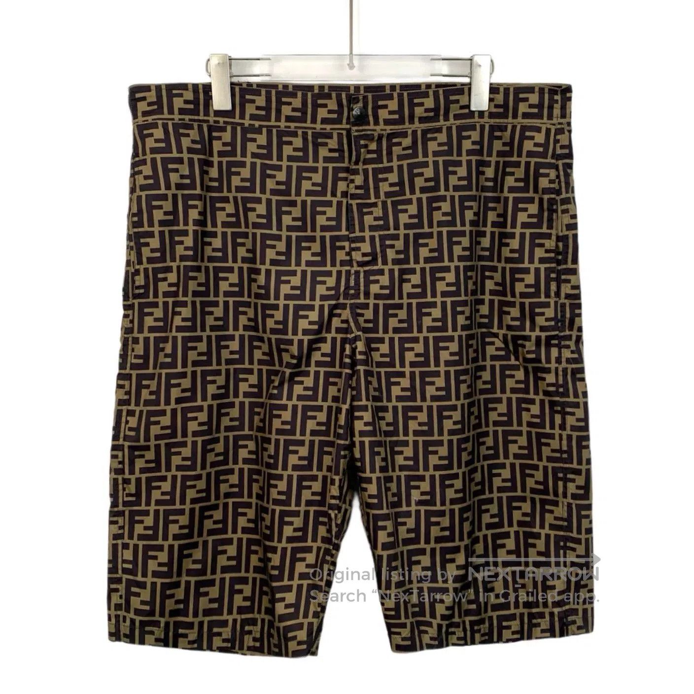 Fendi Fendi Brown Logo Print Casual Shorts. Size US 35 - 1 Thumbnail