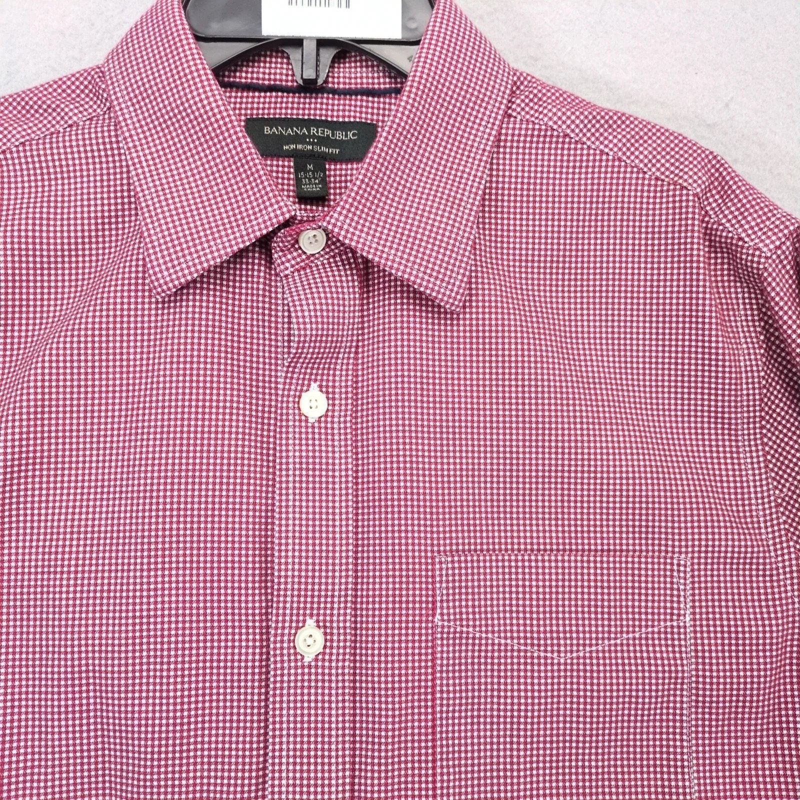 Banana Republic Banana Republic Red Check Mens Dress Shirt M 33-34 15.5 Neck Size US M / EU 48-50 / 2 - 10 Thumbnail
