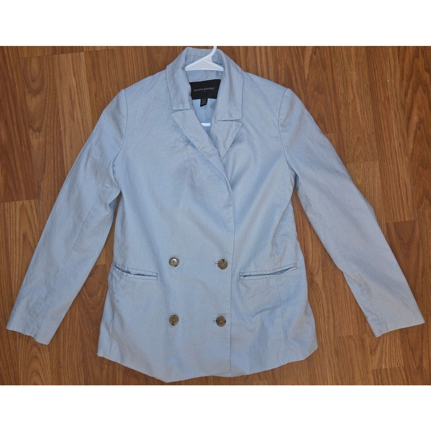 Banana Republic Banana Republic Light Blue Blazer - Size 00 - Petite Size XXS / US 00 / IT 34 - 4 Thumbnail