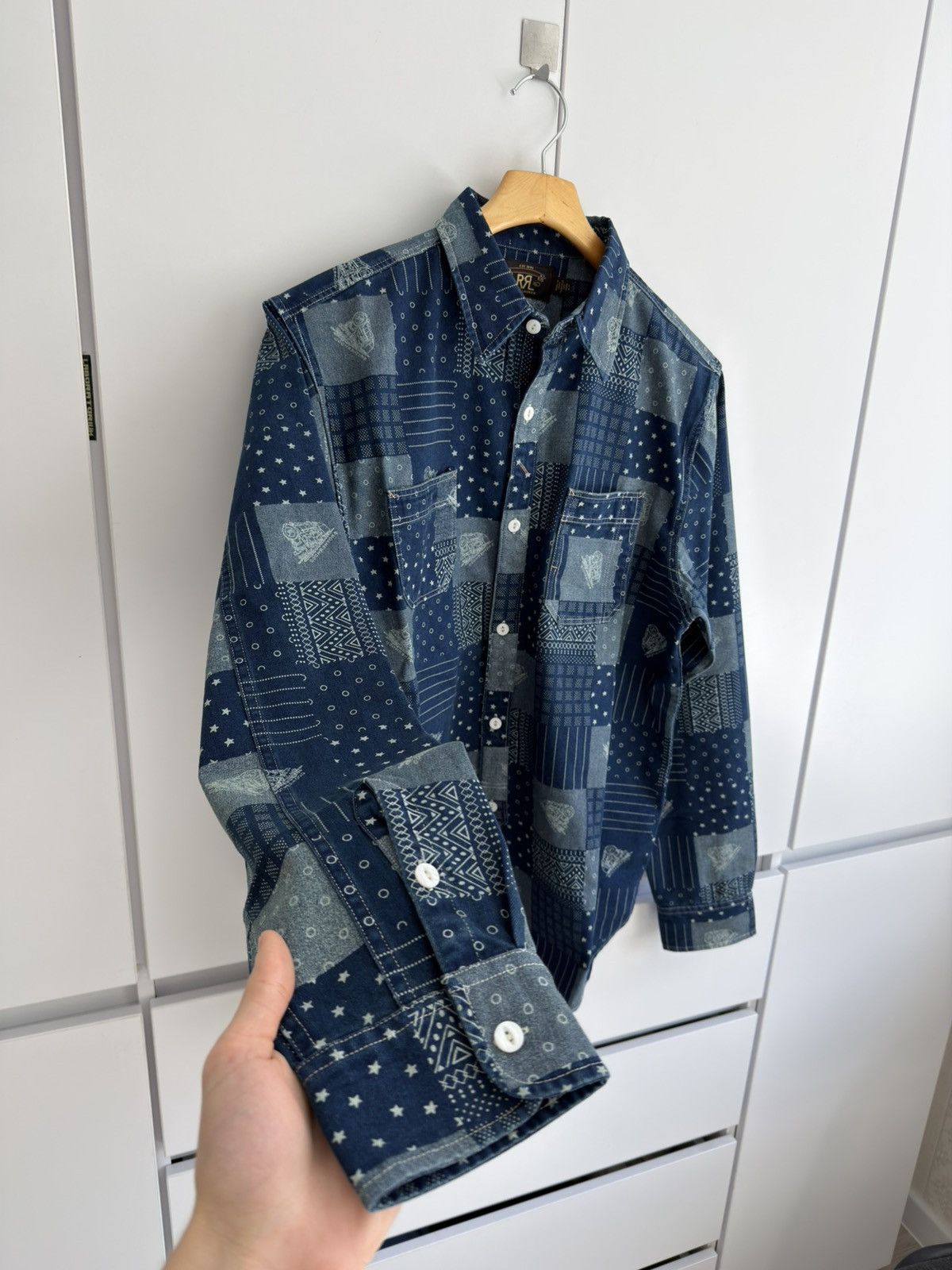 RRL Ralph Lauren RRL Double RL Ralph Lauren Denim Patch Work Shirt Blue Size US L / EU 52-54 / 3 - 8 Thumbnail