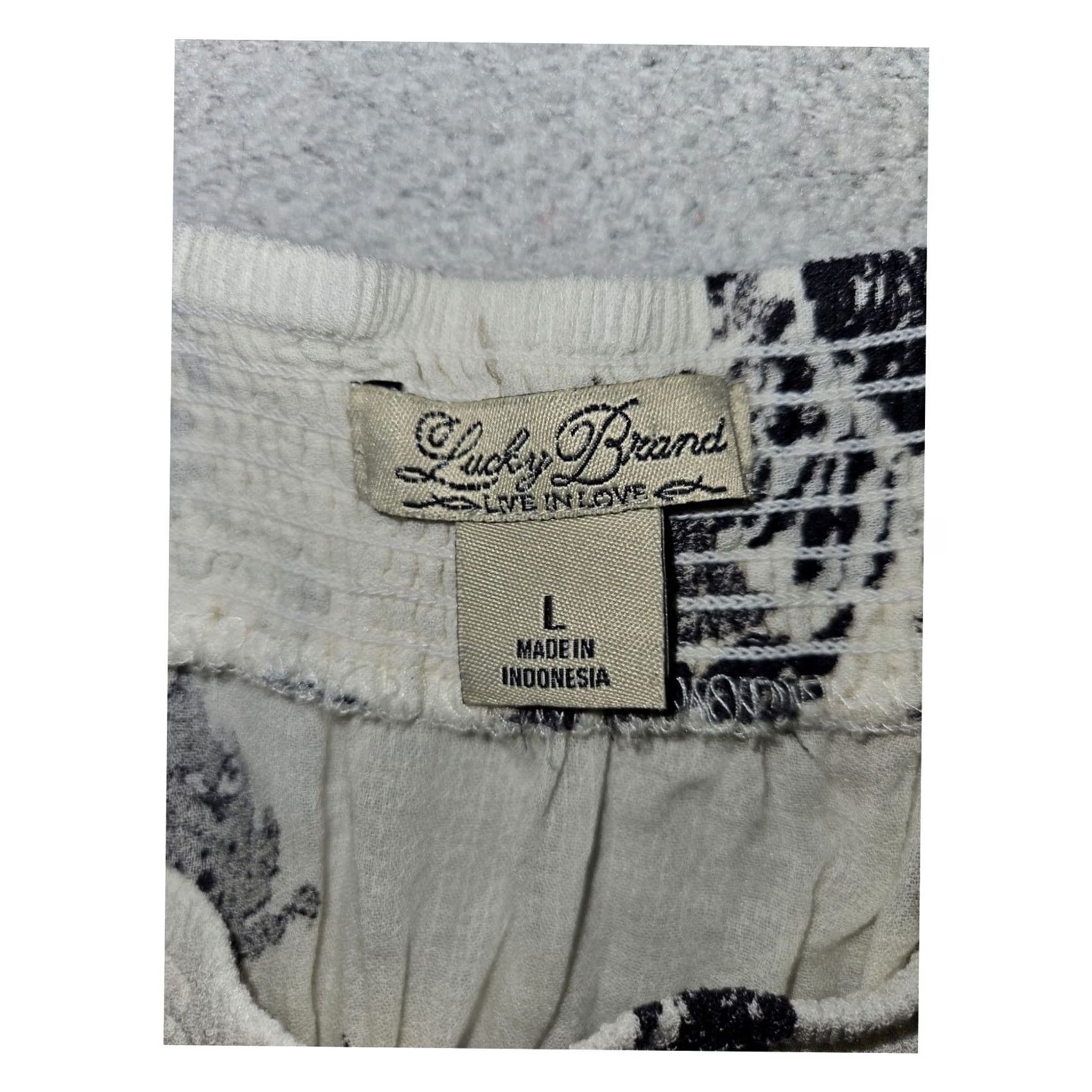 Lucky Brand Lucky Brand Crop Top Women's Large White Floral Off Shoulder 3/4 Sleeve Viscose Blouse Size L / US 10 / IT 46 - 2 Thumbnail