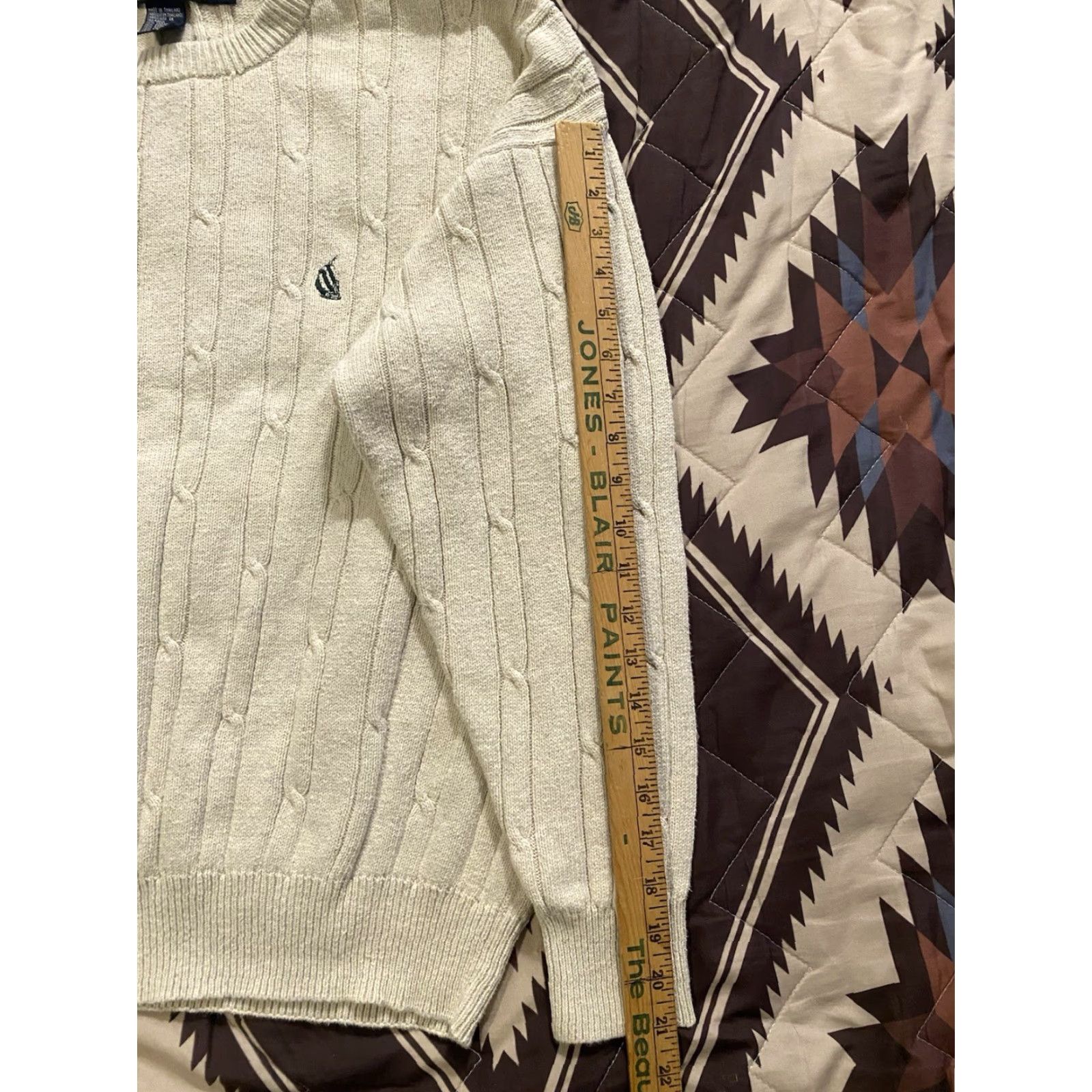 Nautica VINTAGE Nautica Cable-Knit Sweater Cotton & Linen Blend Ivory XL Men’s Crew Neck Long Sleeve Embroidered Logo 90s Preppy Classic Fit Pullover Size US XL / EU 56 / 4 - 5 Thumbnail