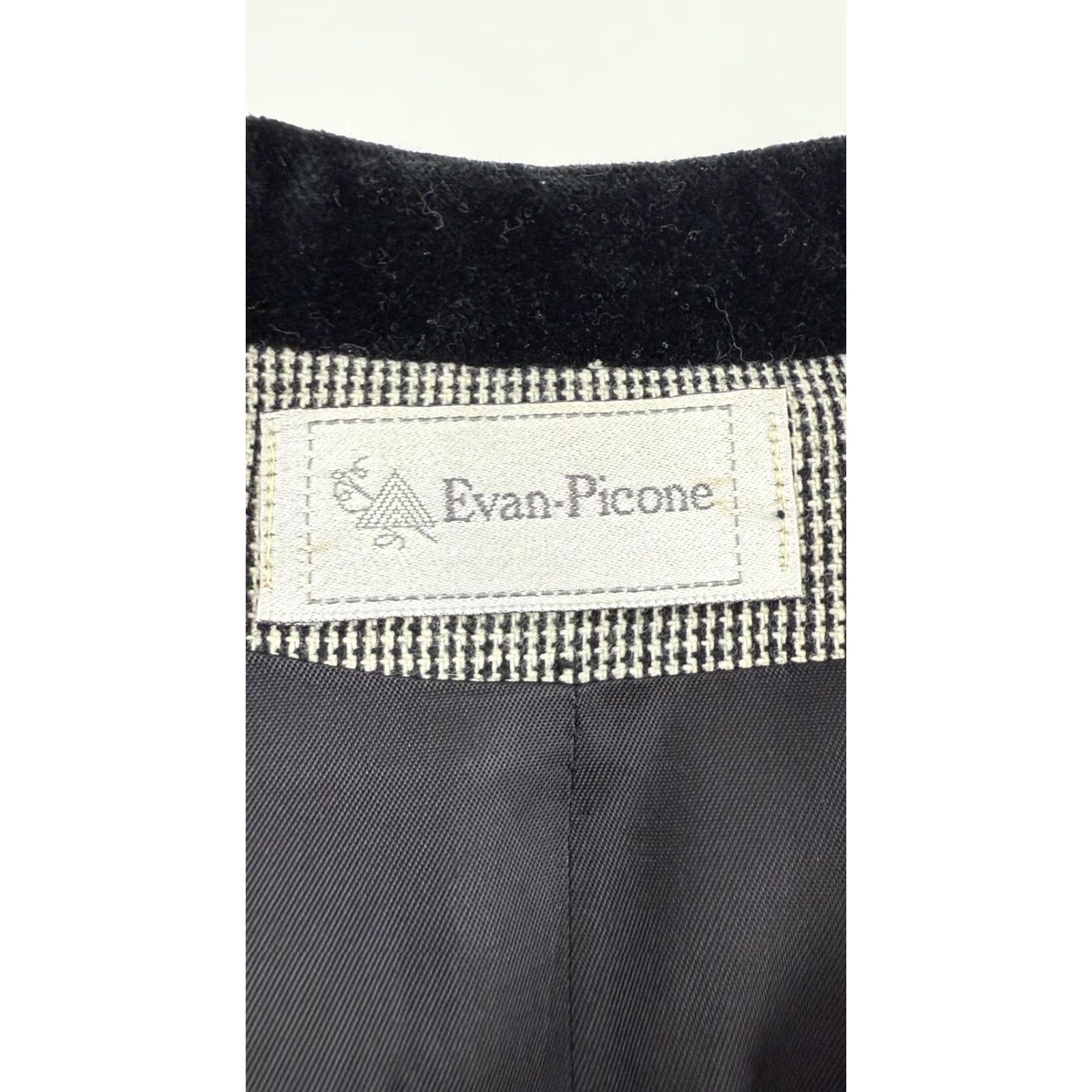 Evan Picone VINTAGE Evan Picone Blazer Womens Medium Houndstooth Velvet Collar Jacket Size M / US 6-8 / IT 42-44 - 6 Thumbnail
