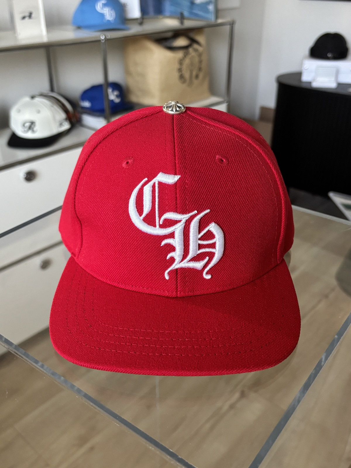Chrome Hearts CHROME HEARTS | NEW RED CH EMBROIDERED LOGO HAT Size ONE SIZE - 3 Thumbnail