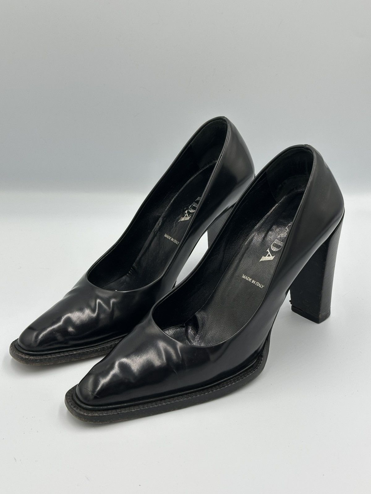 Prada Vintage Prada Square Toe Block Heels | Grailed