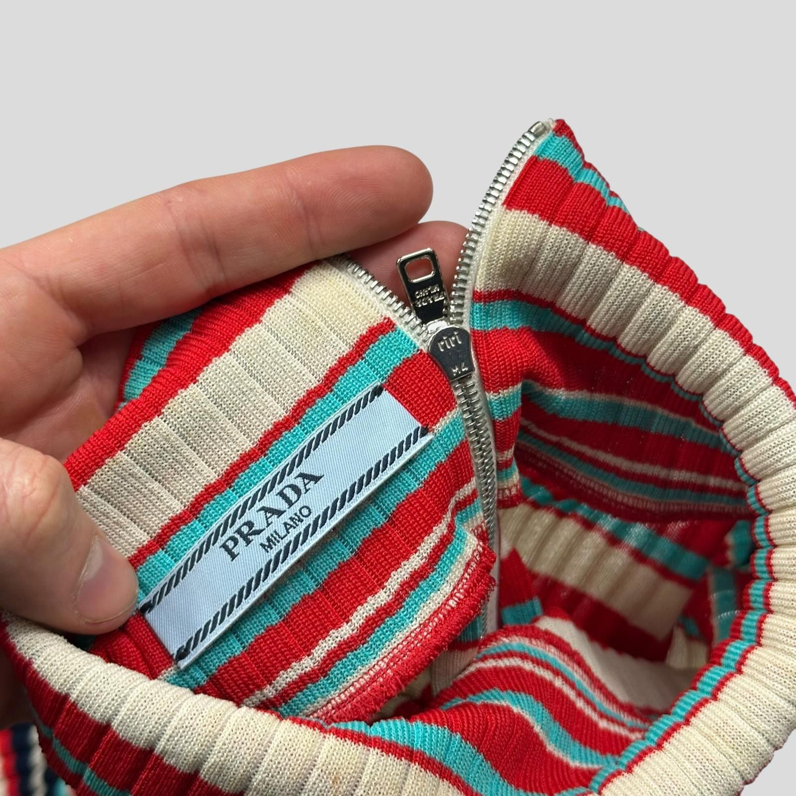 Prada Prada Milano 2018 Candy Striped Textured Cropped Logo Knit S Size S / US 4 / IT 40 - 3 Thumbnail
