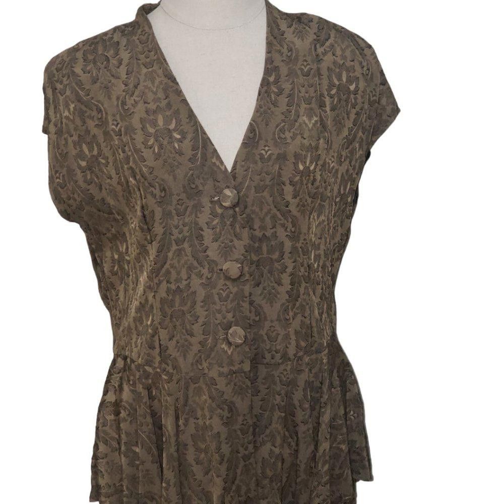 Designer CT527 Marshall Rousso Copper Floral Dress 14 Size XL / US 12-14 / IT 48-50 - 2 Thumbnail