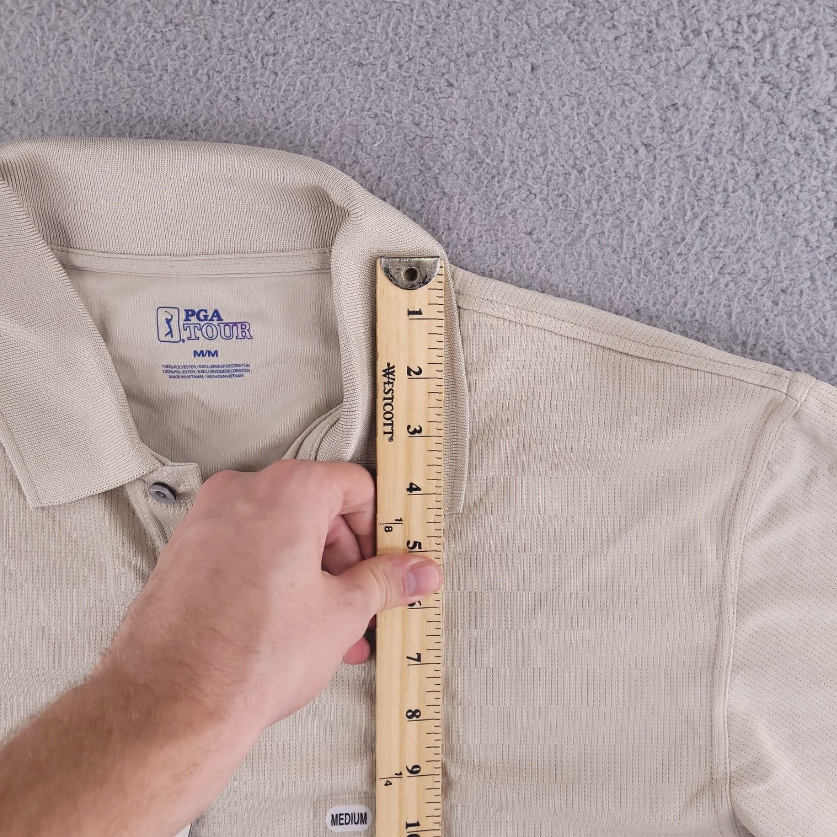 PGA Tour PGA TOUR Shirt Mens Medium Beige Tour Dry Polo Short Sleeve Collared M Beige Mens 90s? (No, avoid extra) Size US M / EU 48-50 / 2 - 7 Thumbnail