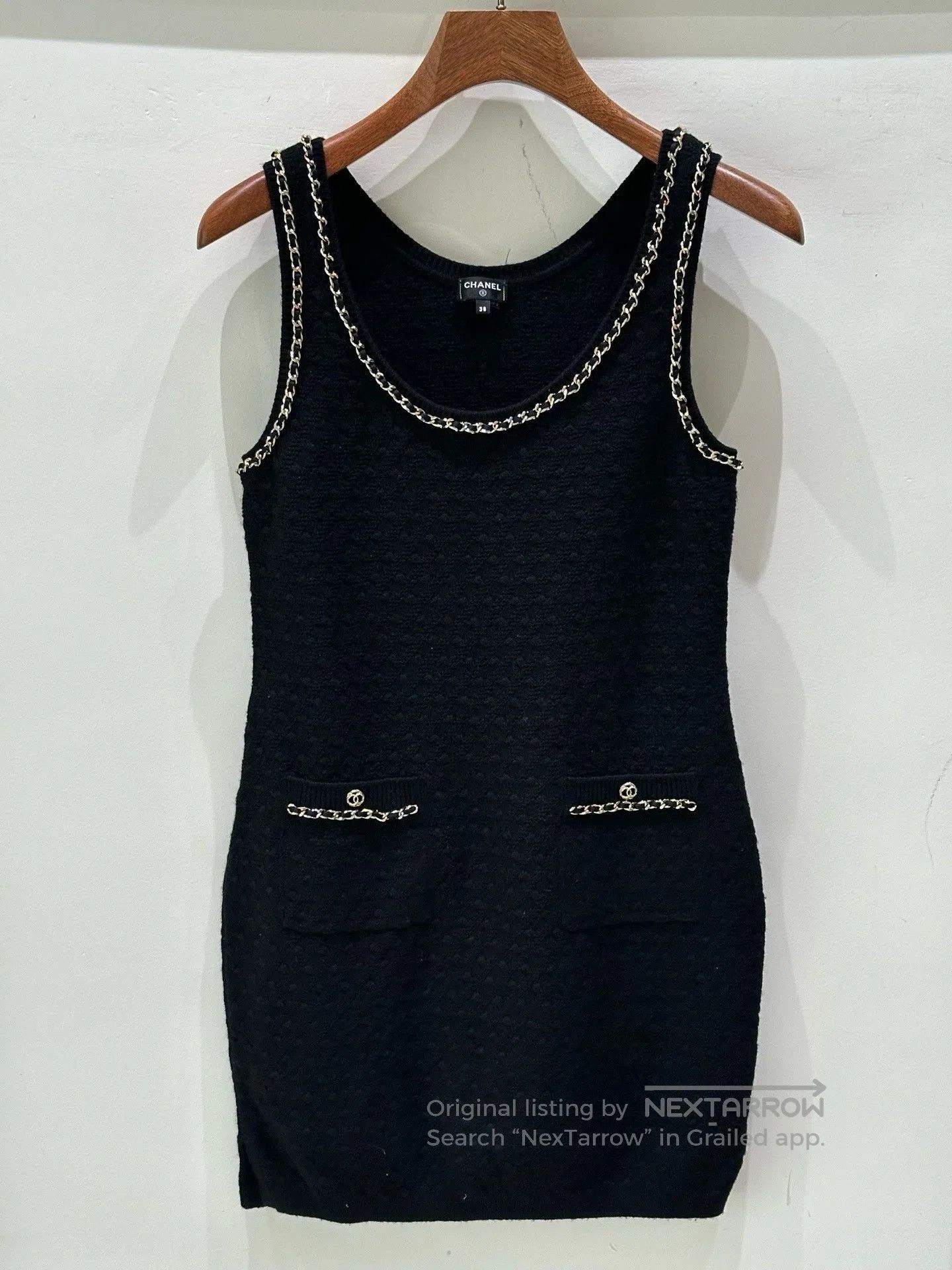 Chanel Chanel Black Sleeveless Knit Dress Chain Trim. Size XS / US 0-2 / IT 36-38 - 1 Thumbnail