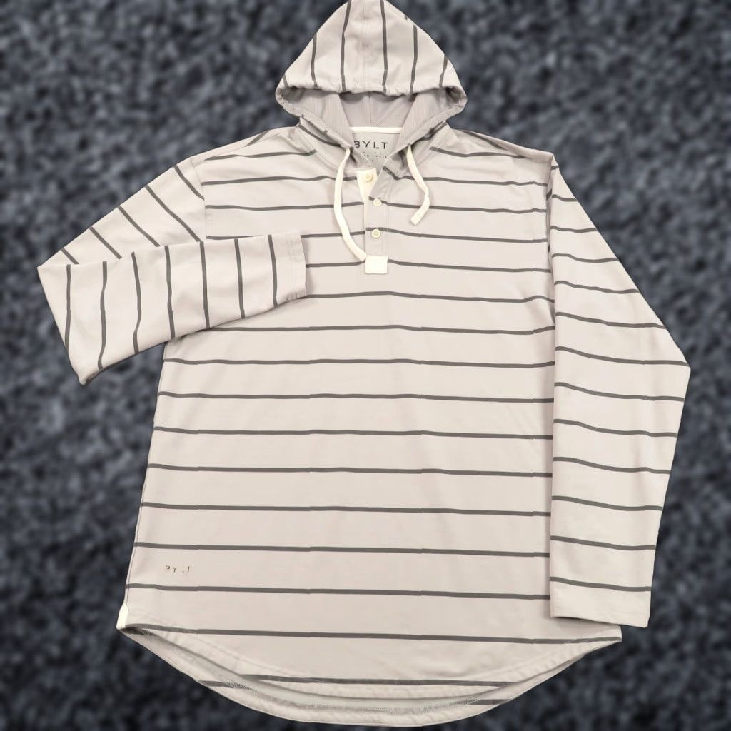 Vintage BYLT Drop Lux Henley Shirt Mens L Hooded Long Sleeve Hoodie Drop Curve Shirt Mens L Gray Henley Capable Bylt Size US L / EU 52-54 / 3 - 1 Thumbnail