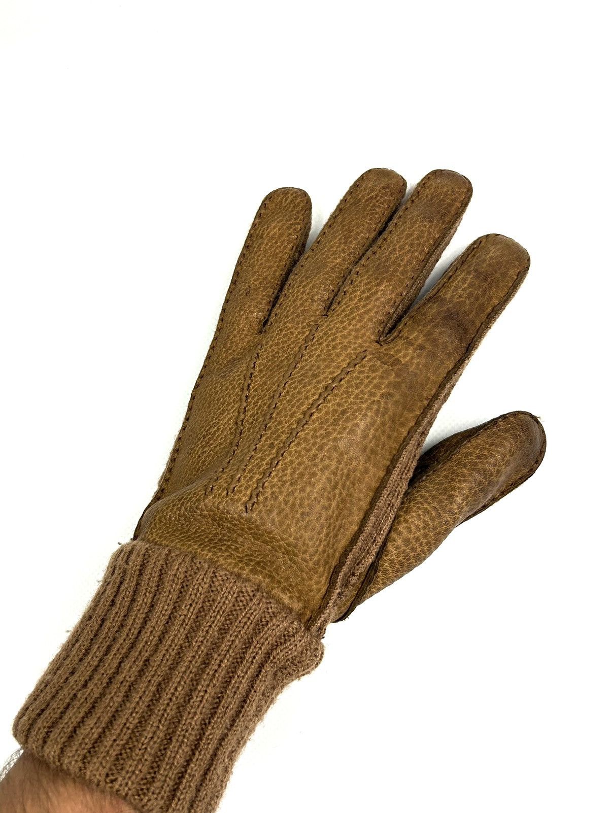 Loewe Archive Loewe Leather Gloves Brown Wool Vintage Luxure Men’s Size ONE SIZE - 7 Thumbnail