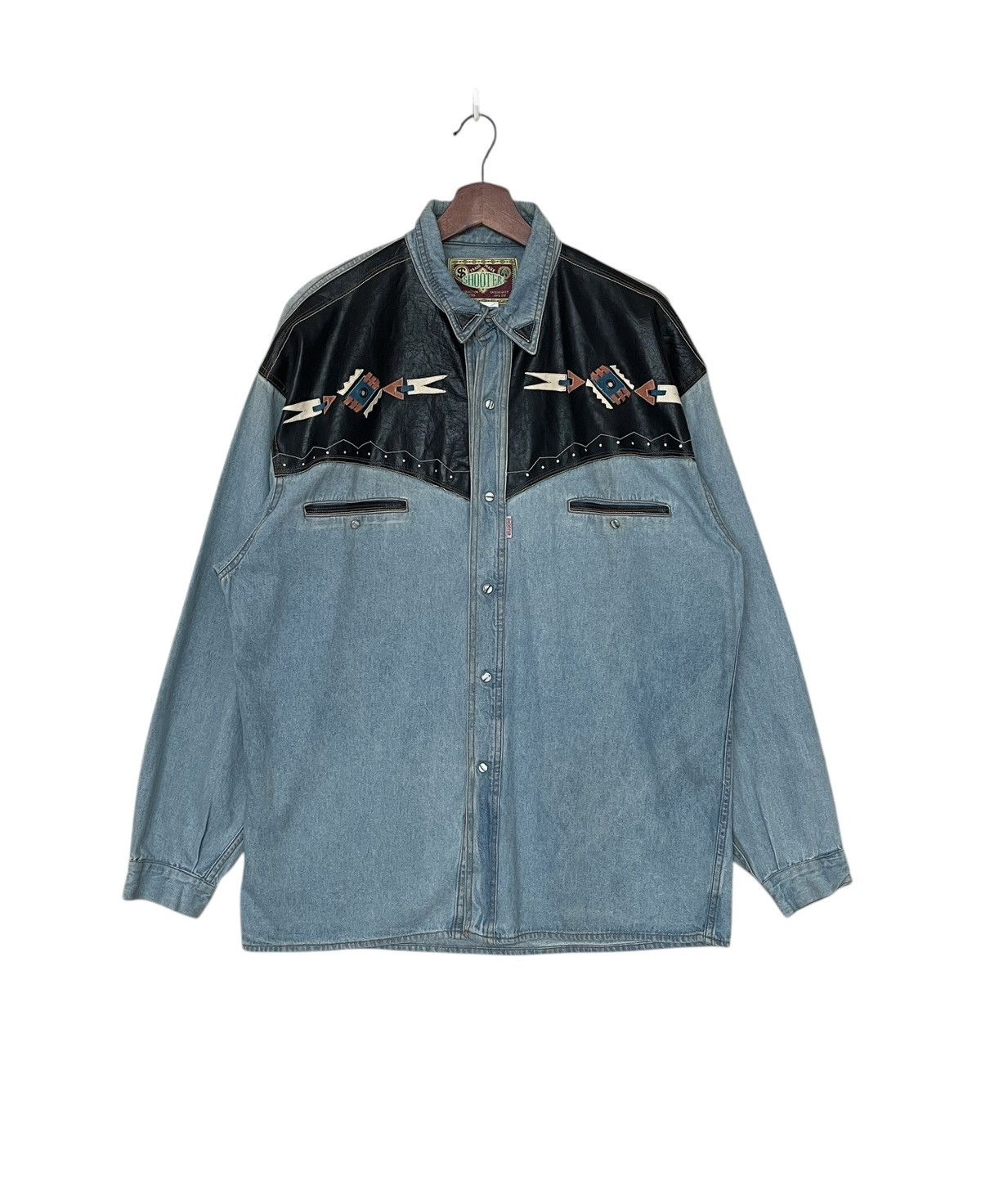 Japanese Brand × Vintage Vintage Shooter Western Denim Shirt 1980s Size US M / EU 48-50 / 2 - 1 Thumbnail