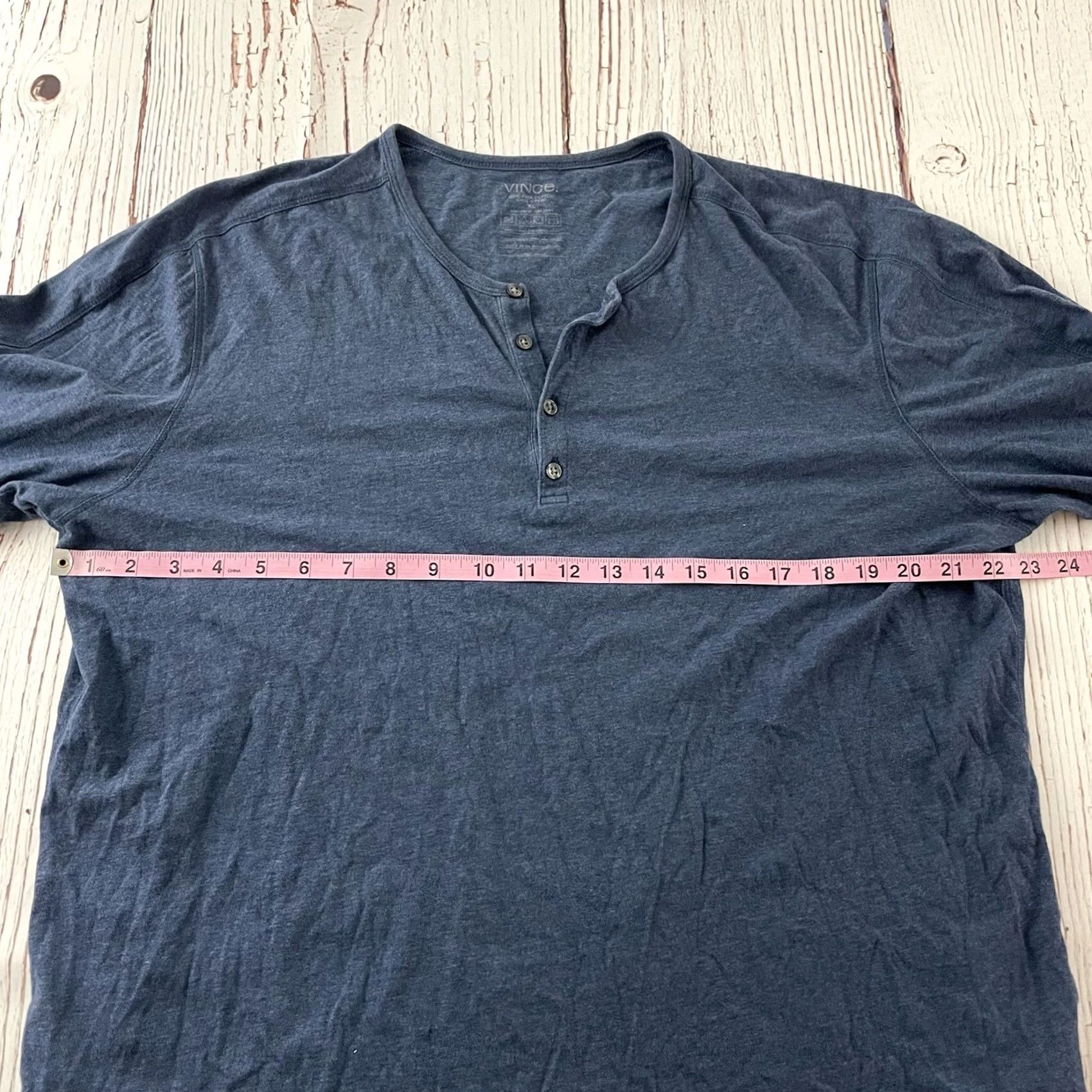 Vince Vince Shirt Mens XL Blue Henley 100% Pima Cotton Long Sleeve Button-Up Size US XL / EU 56 / 4 - 4 Thumbnail